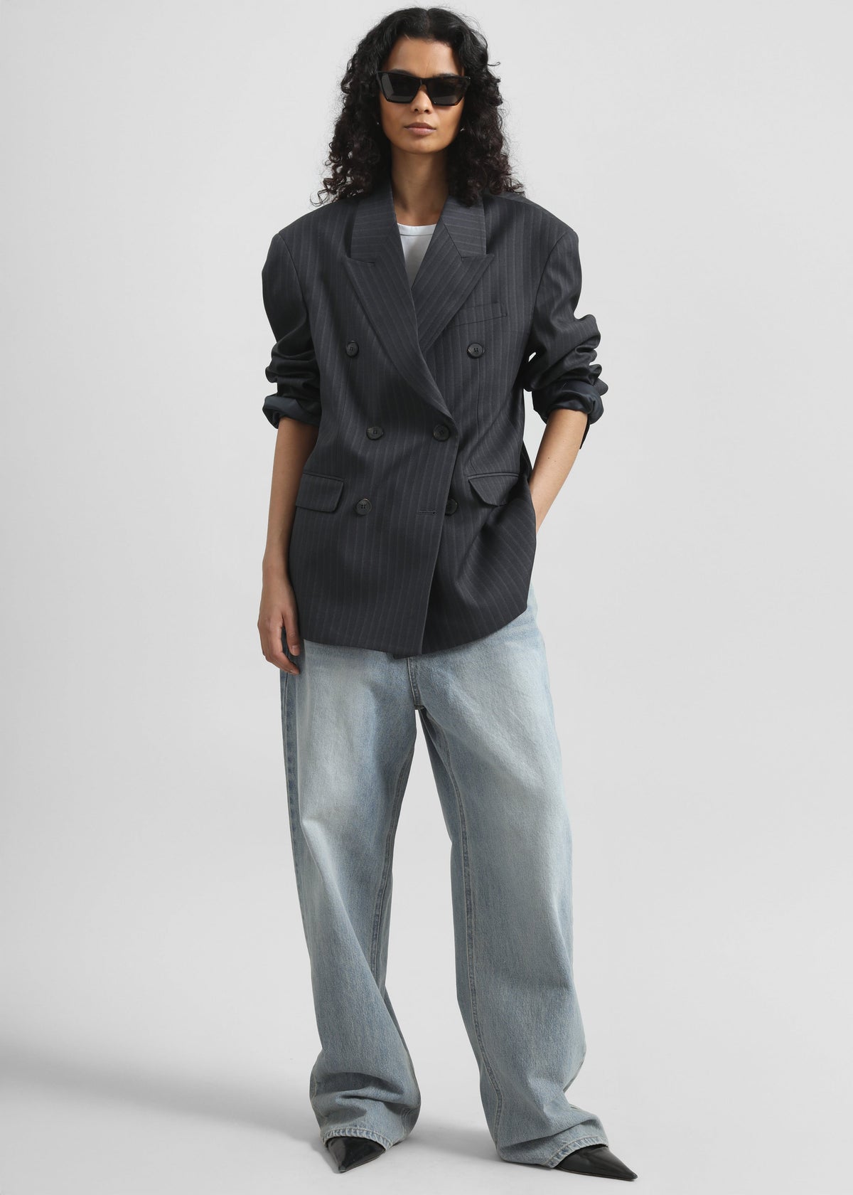 Tarbert Double-Breasted Blazer - Grey/White Pinstripe - 2