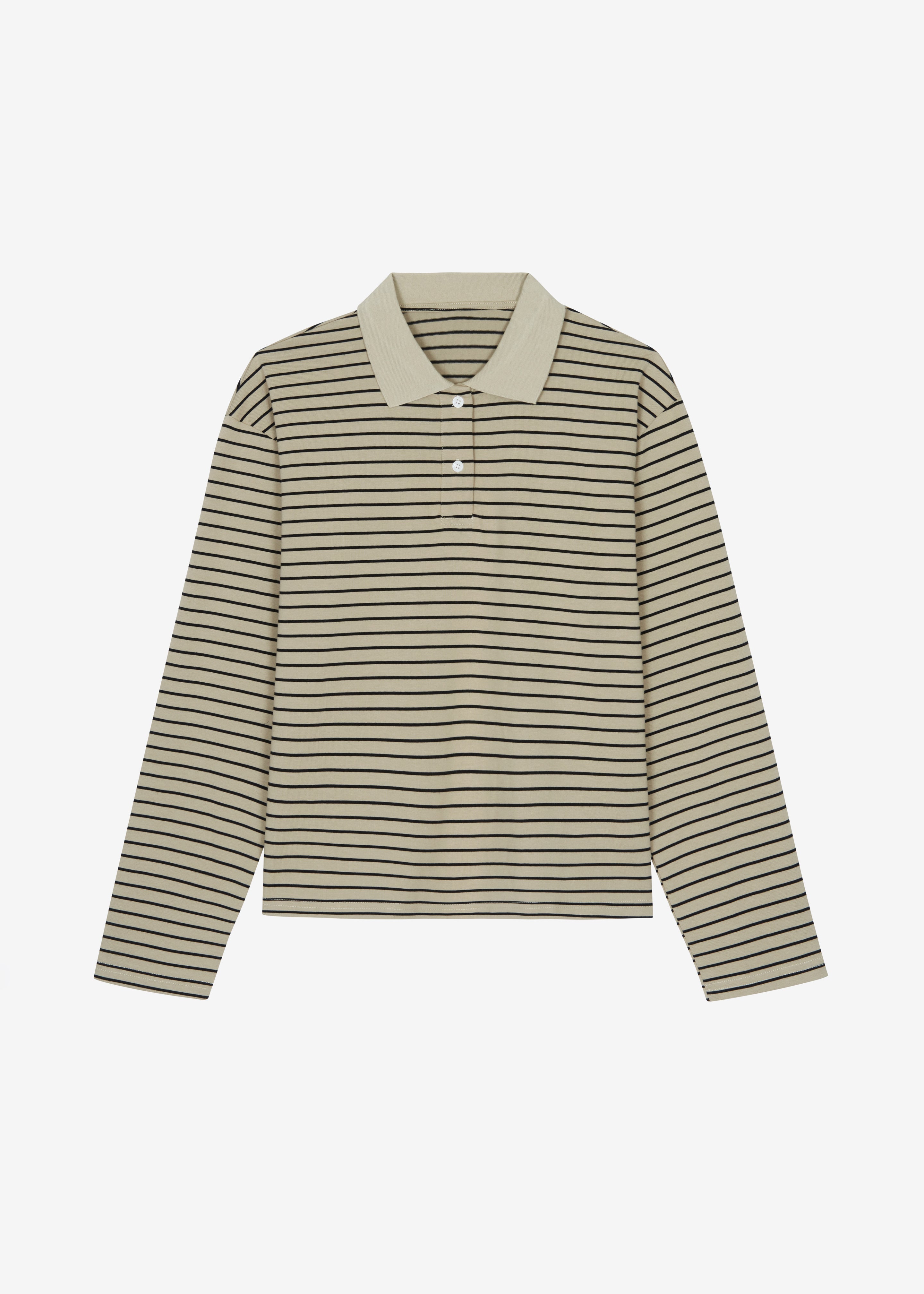 Taryn Striped Polo - Beige/Black Stripe - 9