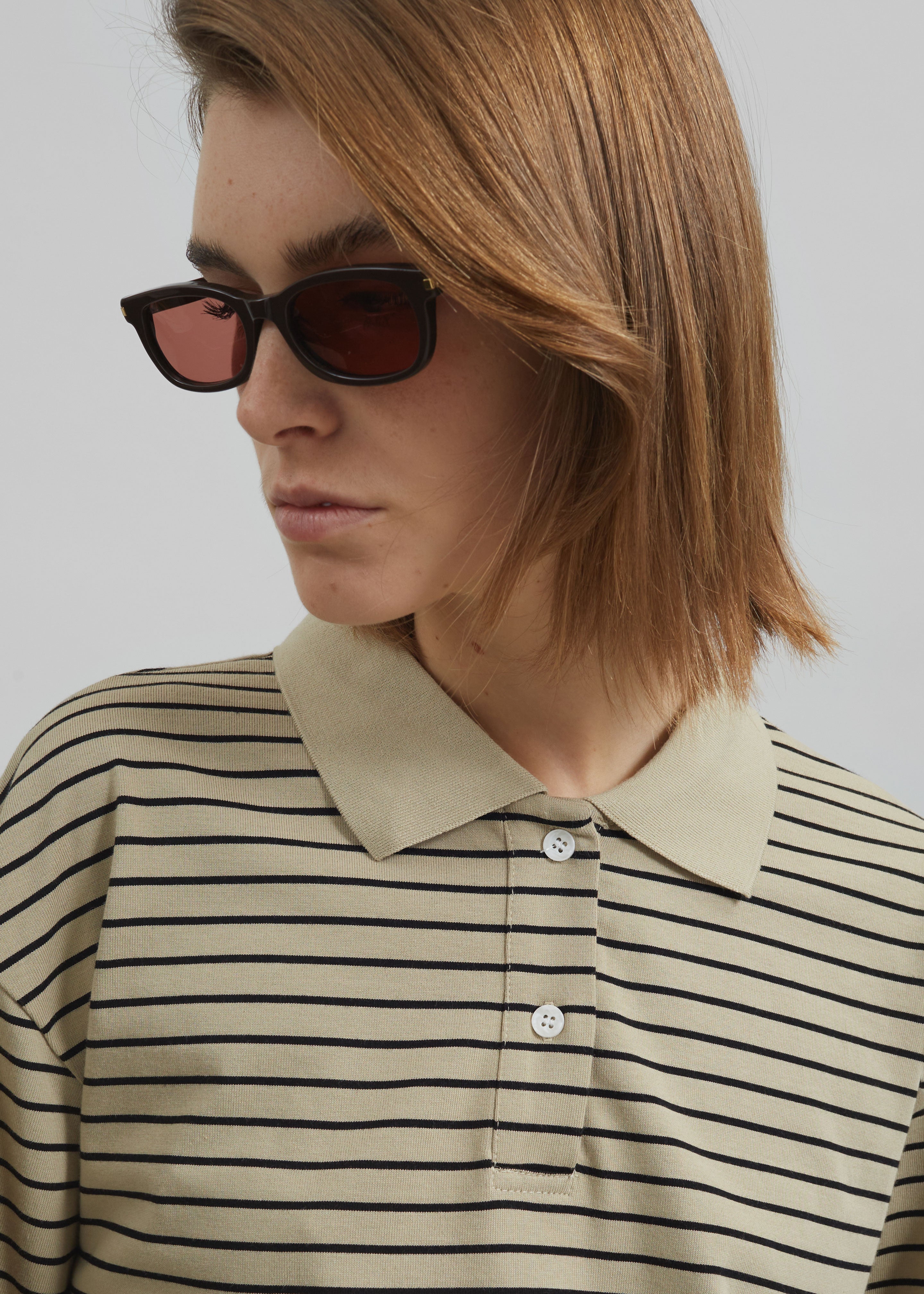 Taryn Striped Polo - Beige/Black Stripe - 3