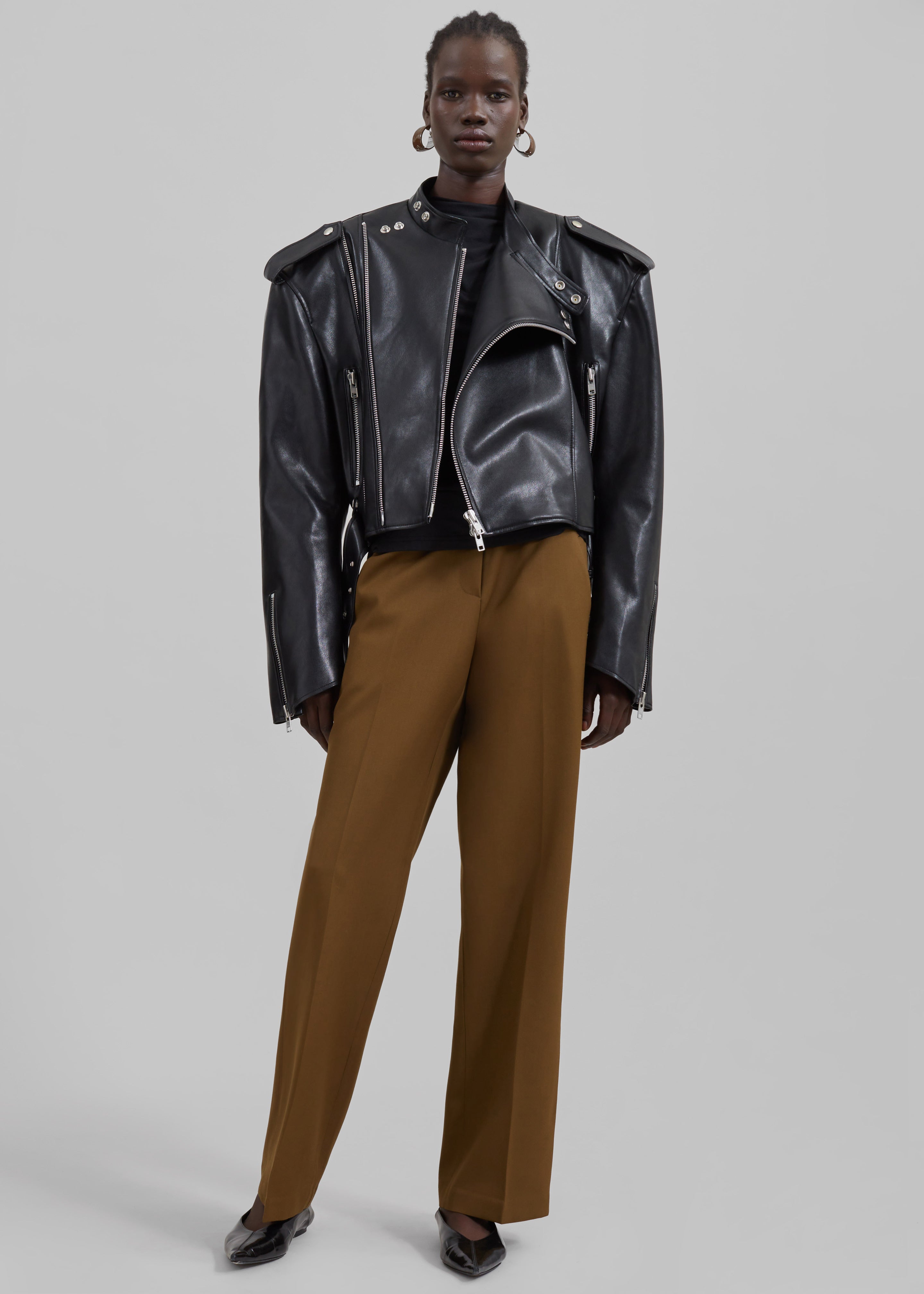Teagan Boxy Faux Leather Jacket - Black – The Frankie Shop Europe