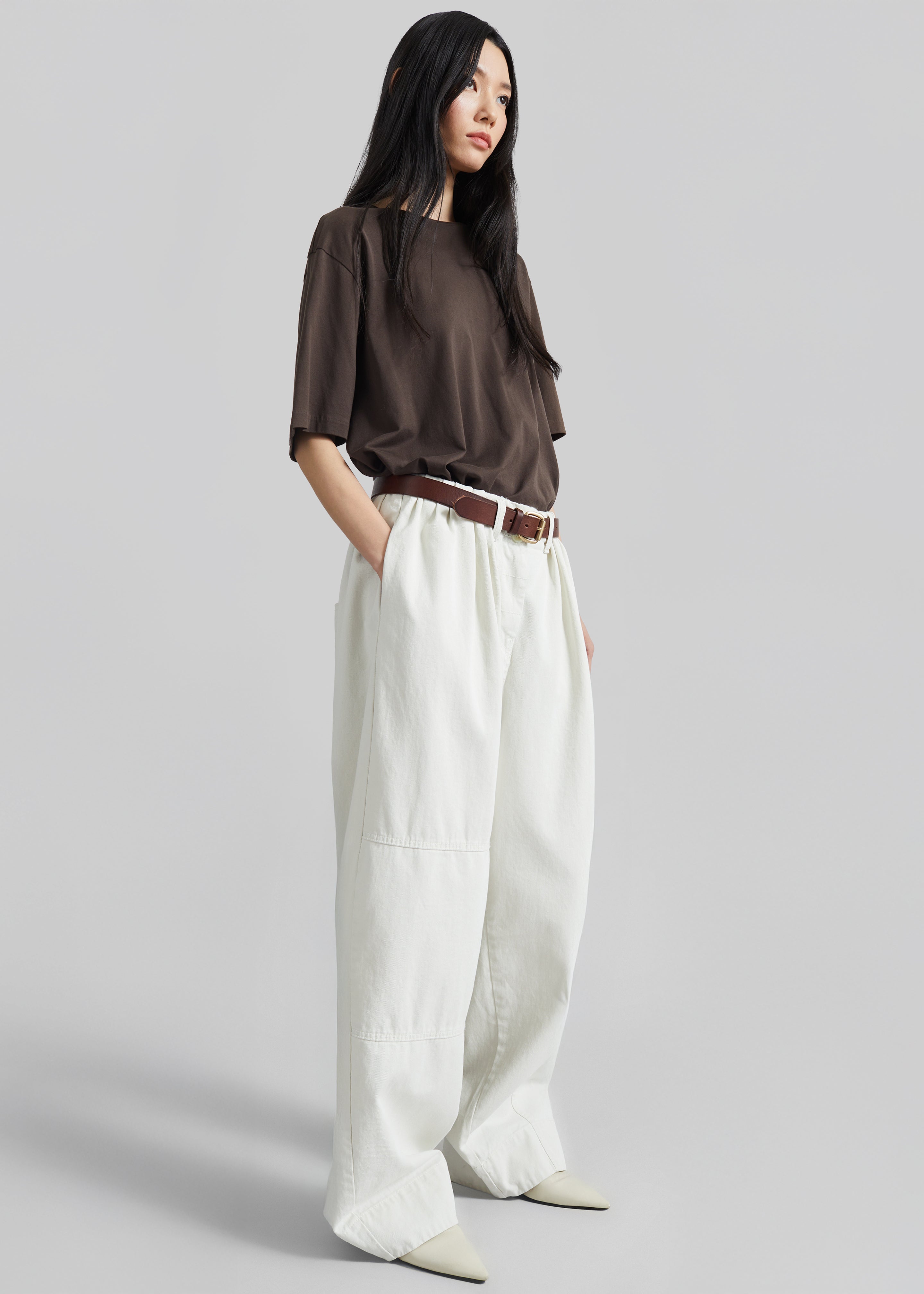 Teano Belted Curved Pants - Off White - 5
