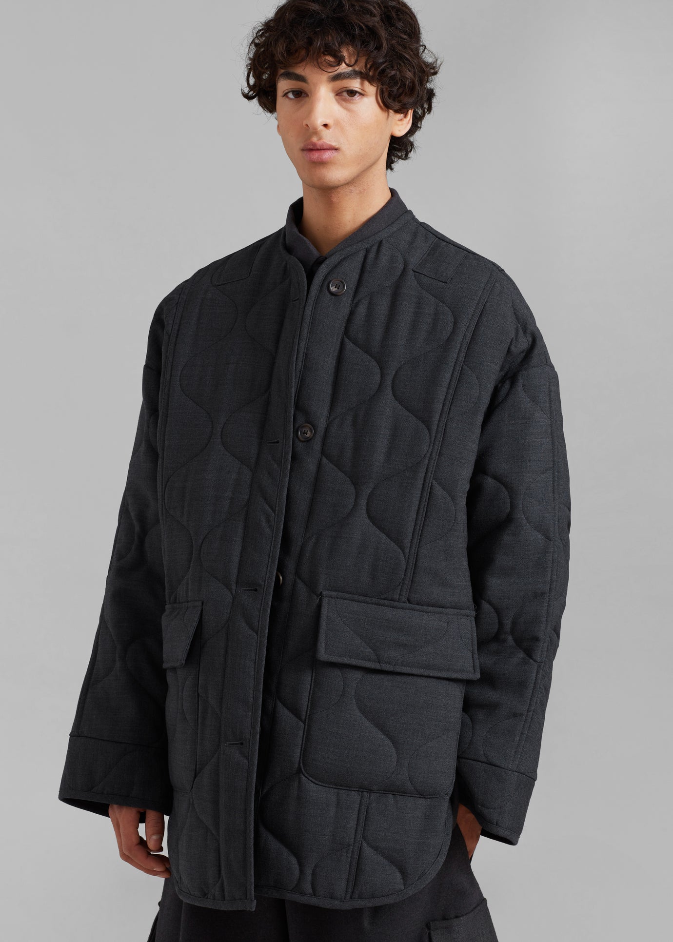 Ted Quilted Jacket - Charcoal - 1