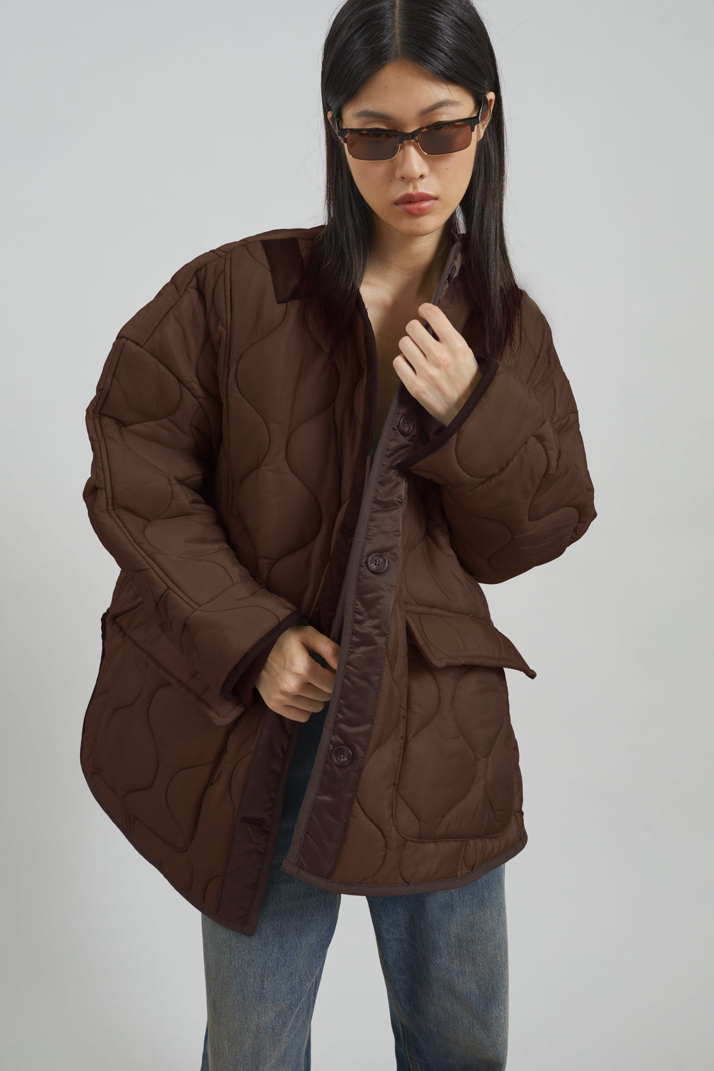 Teddy Quilted Jacket - Brown