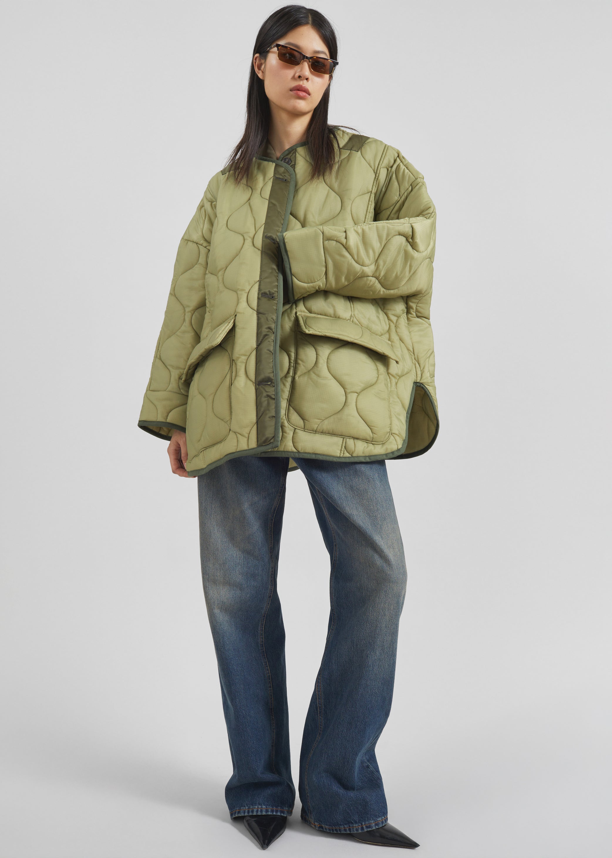 Shop the look image for Teddy Quilted Jacket - Moss Green
