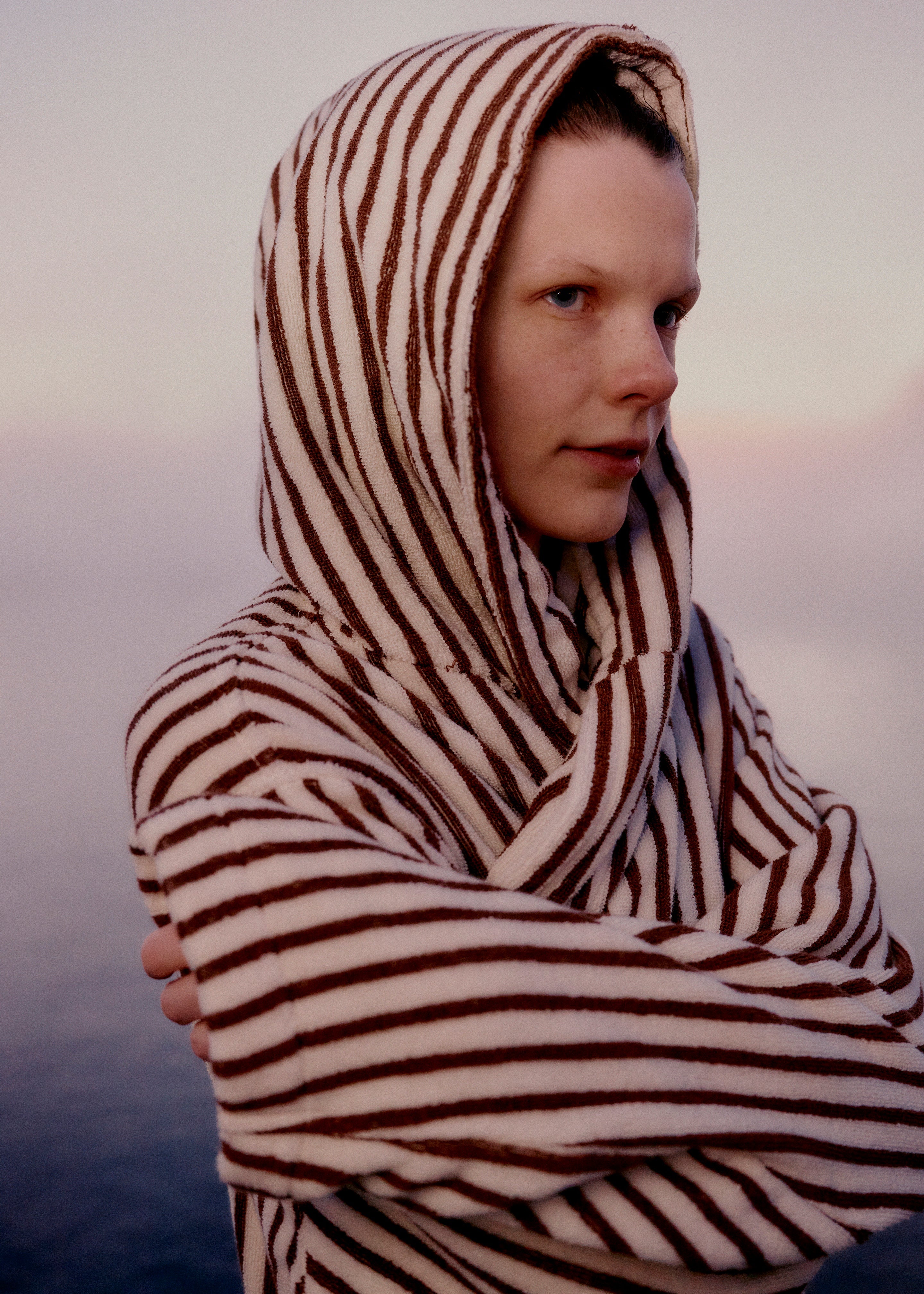 Tekla Hooded Bathrobe - Kodiak Stripes - 1