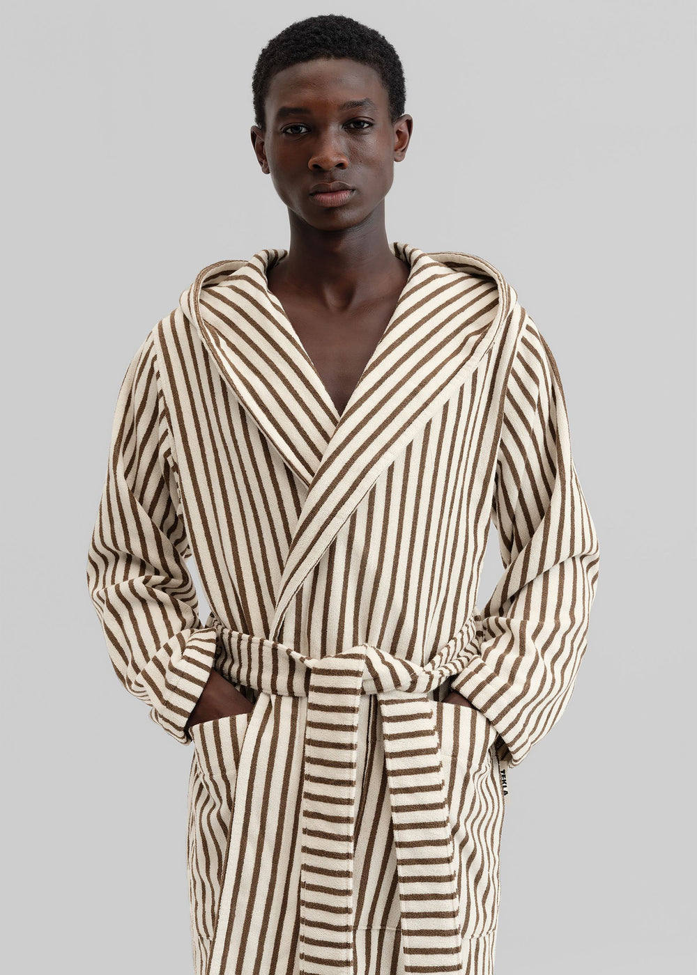 Tekla Hooded Bathrobe - Kodiak Stripes - 1