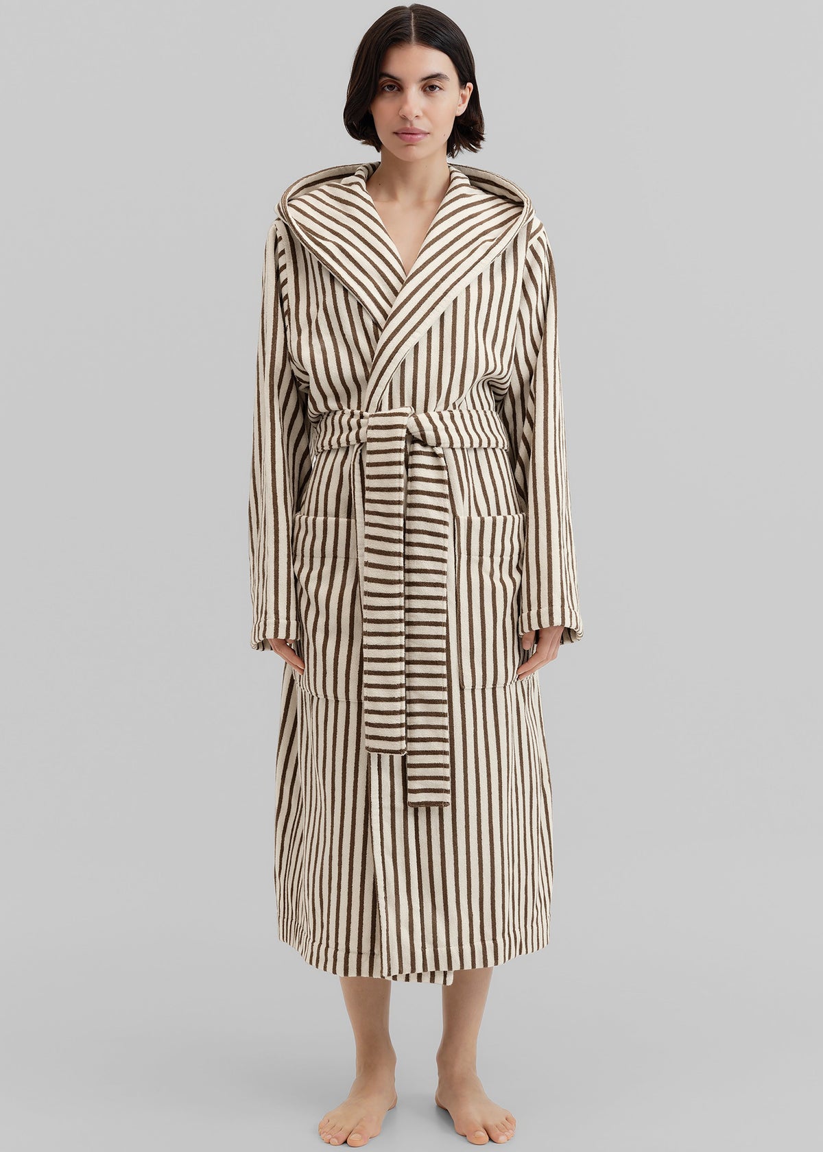 Tekla Hooded Bathrobe - Kodiak Stripes - 6