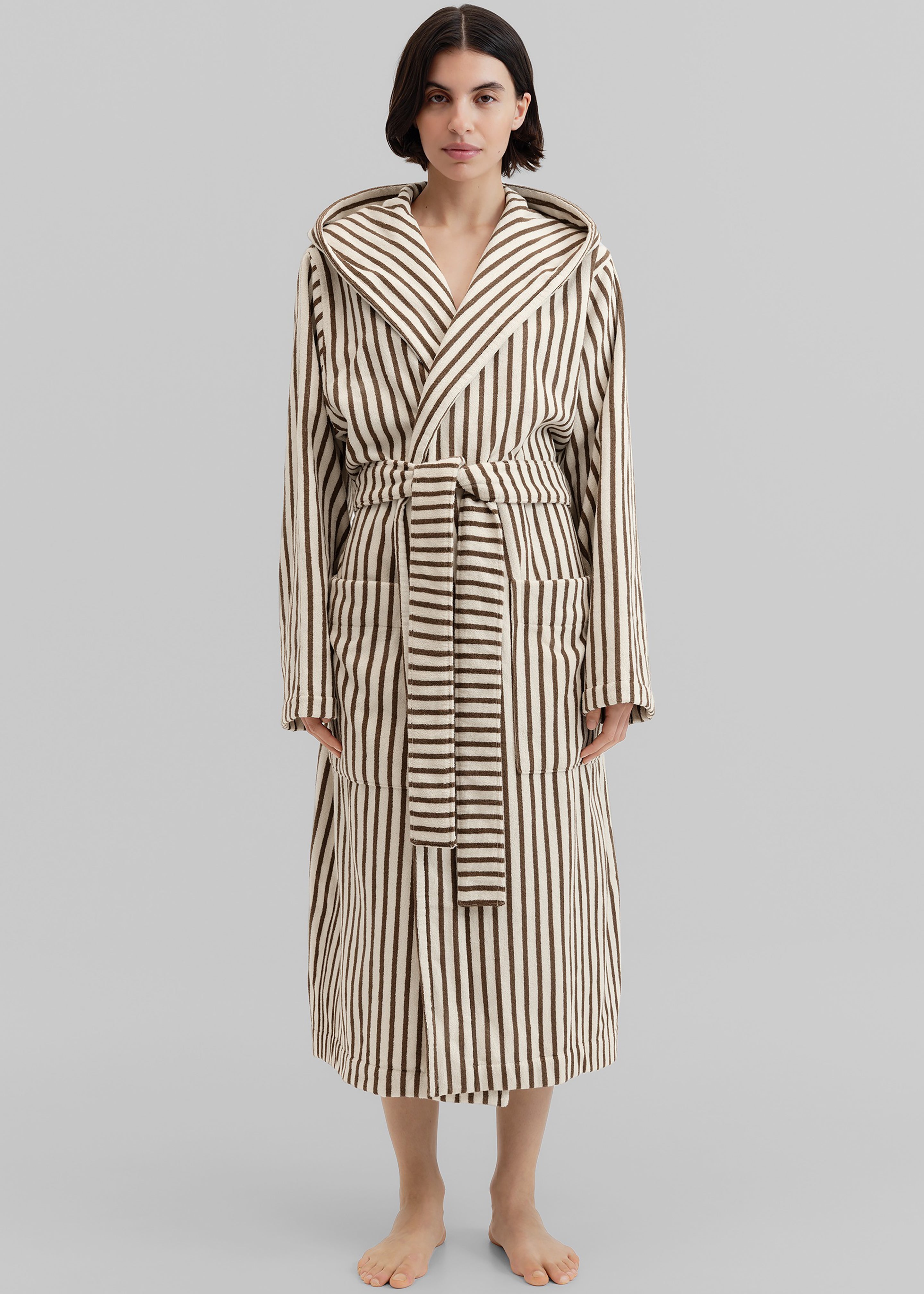 Tekla Hooded Bathrobe - Kodiak Stripes - 6
