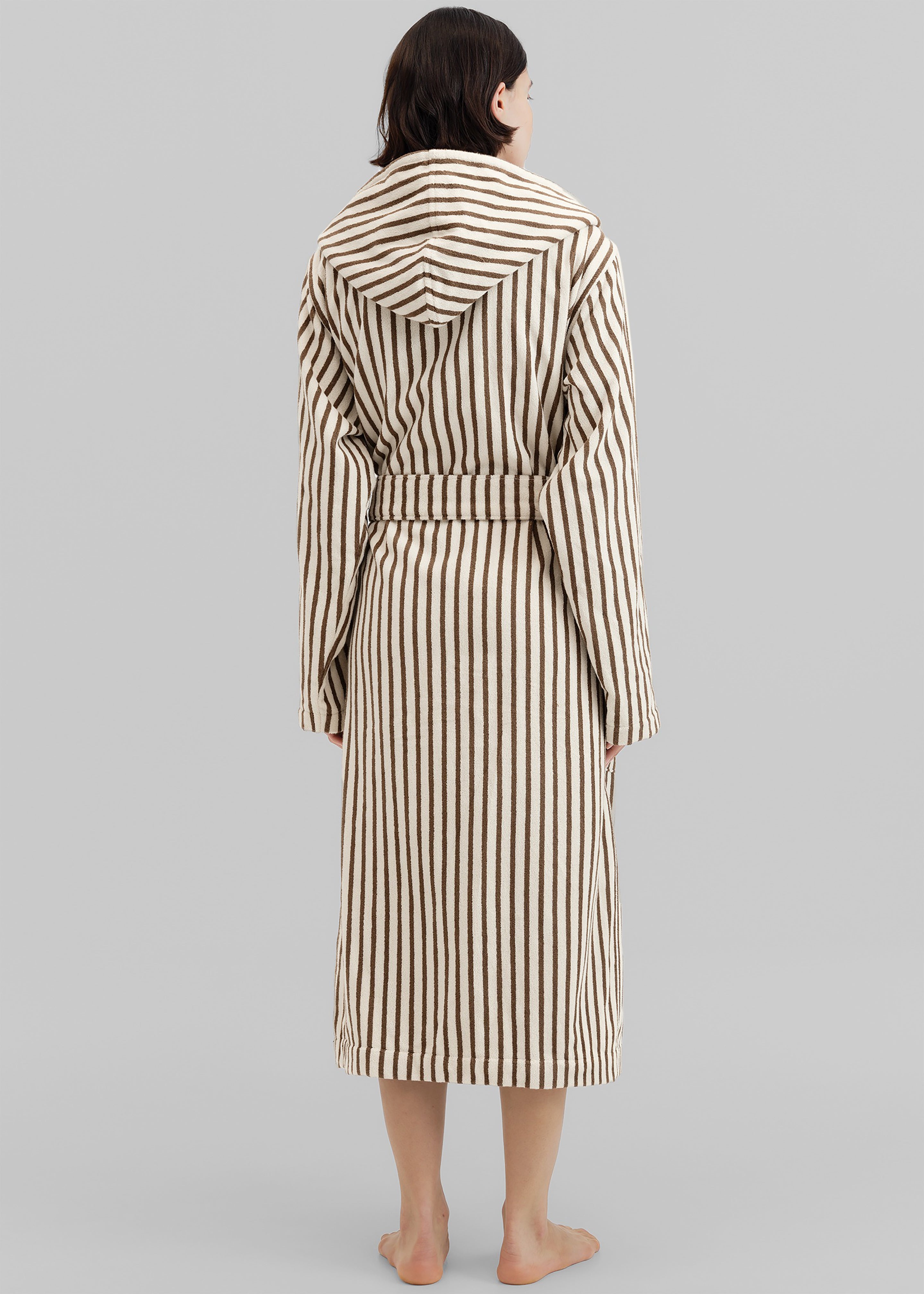 Tekla Hooded Bathrobe - Kodiak Stripes - 7