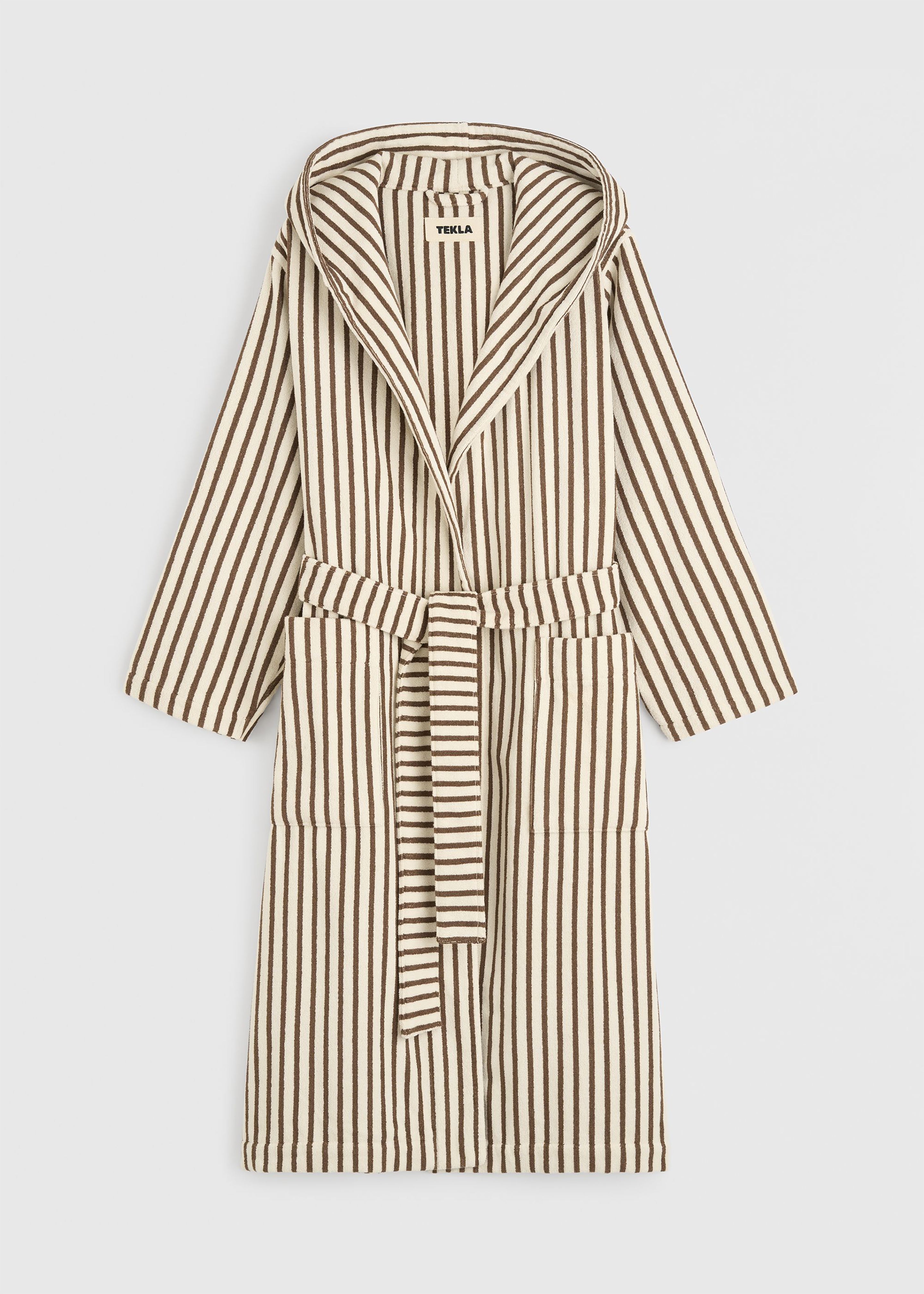 Tekla Hooded Bathrobe - Kodiak Stripes - 11
