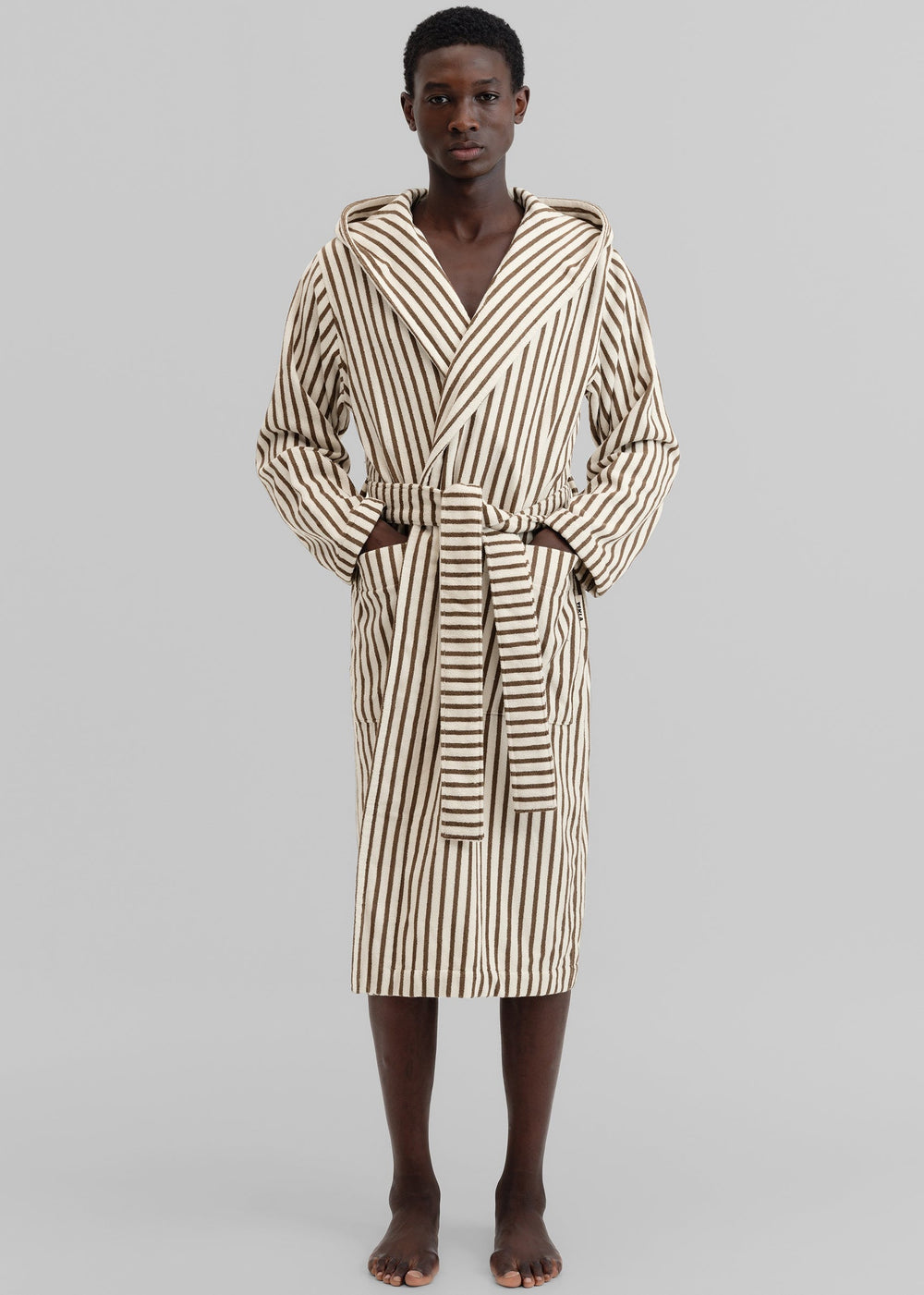 Tekla Hooded Bathrobe - Kodiak Stripes
