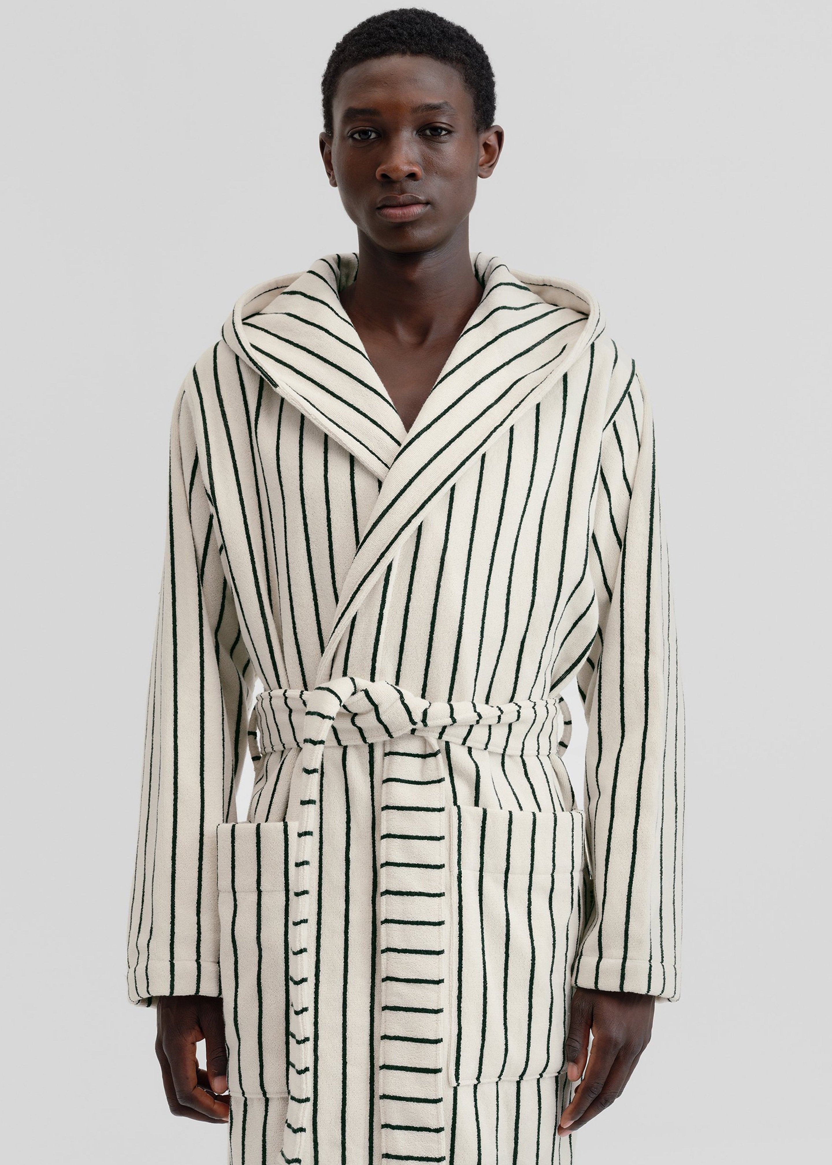 Tekla Hooded Bathrobe - Racing Green Stripes - 8 - [gender-male]