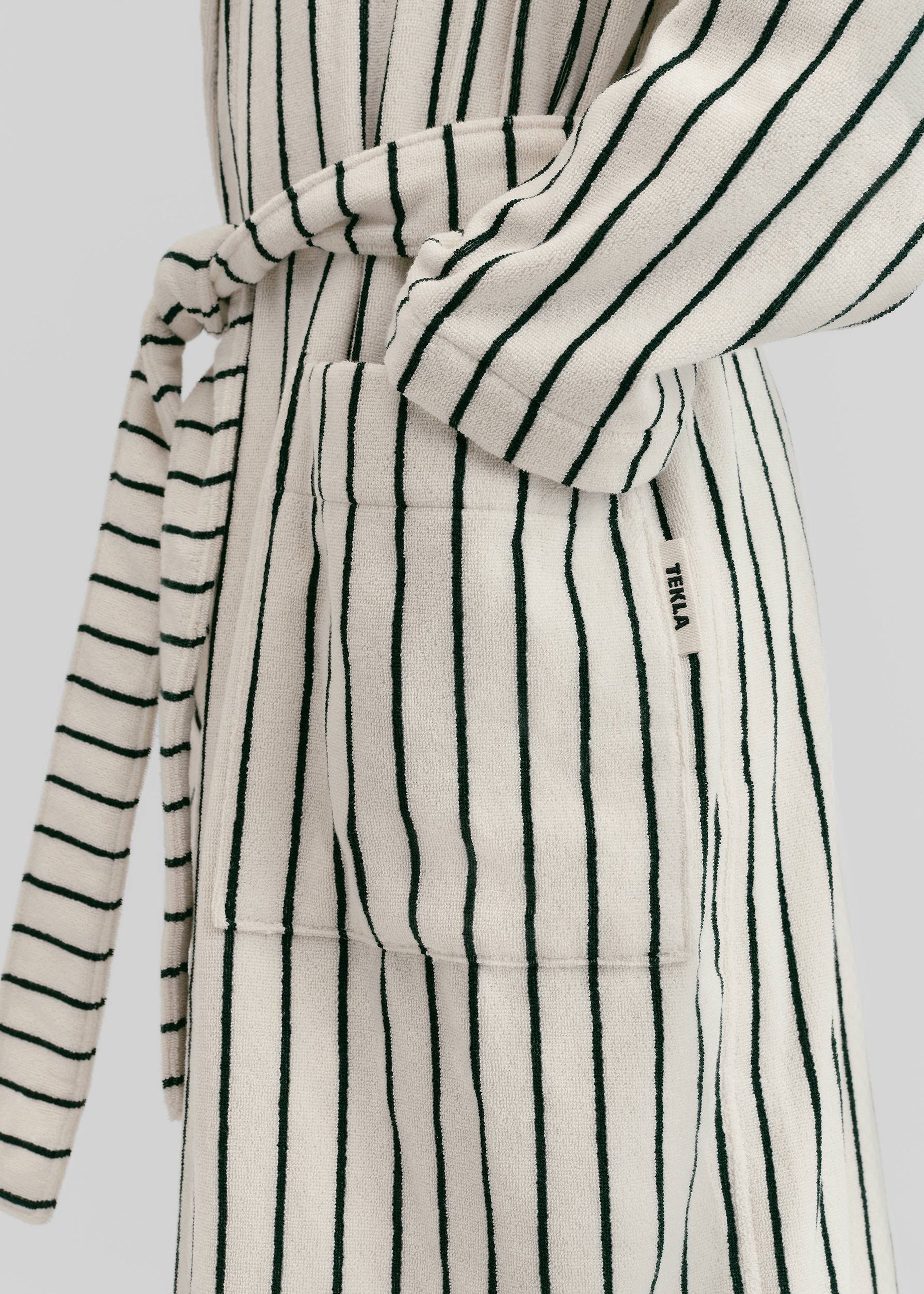 Tekla Hooded Bathrobe - Racing Green Stripes - 2