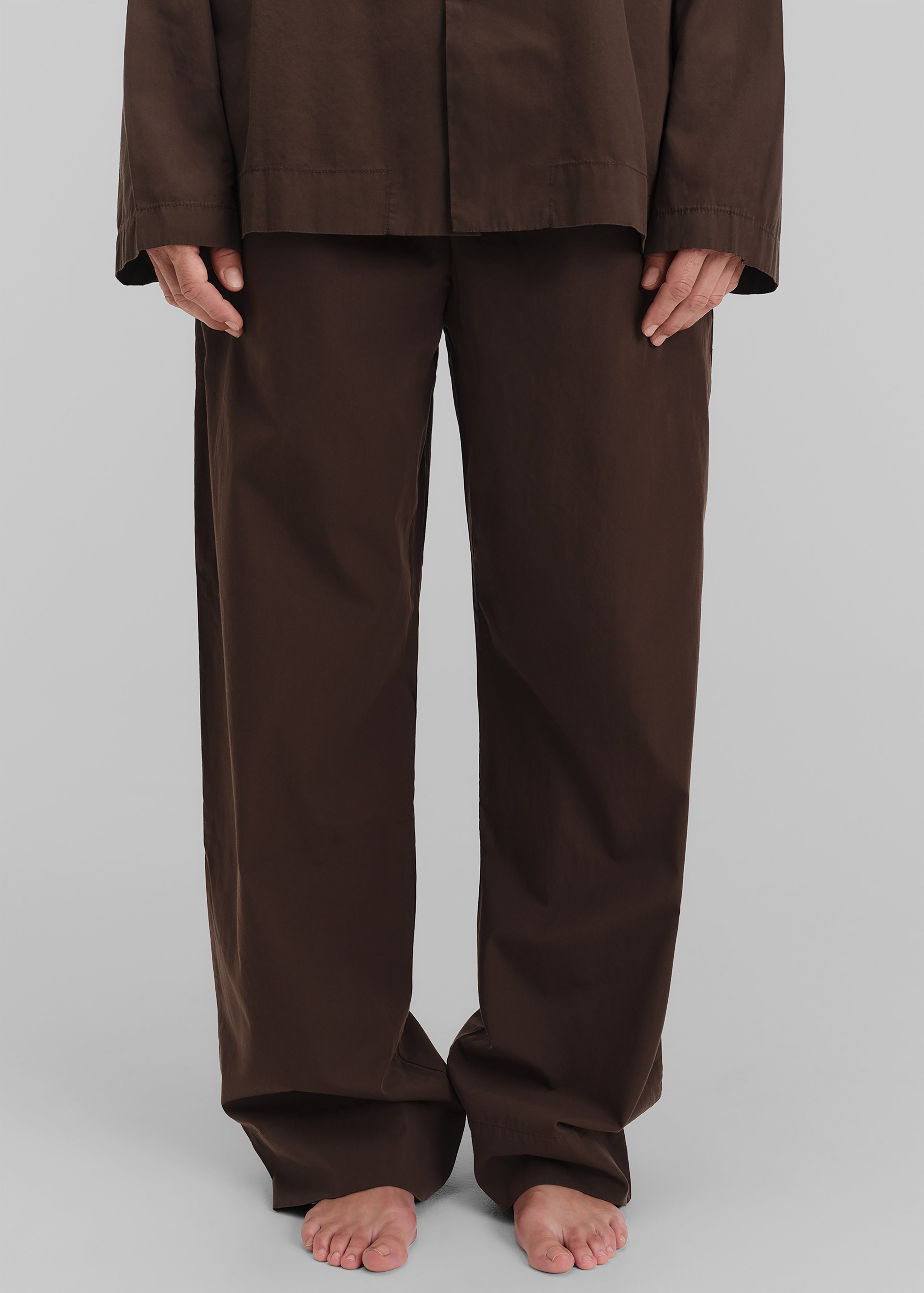 Tekla Poplin Pyjama Pants - Coffee - 1
