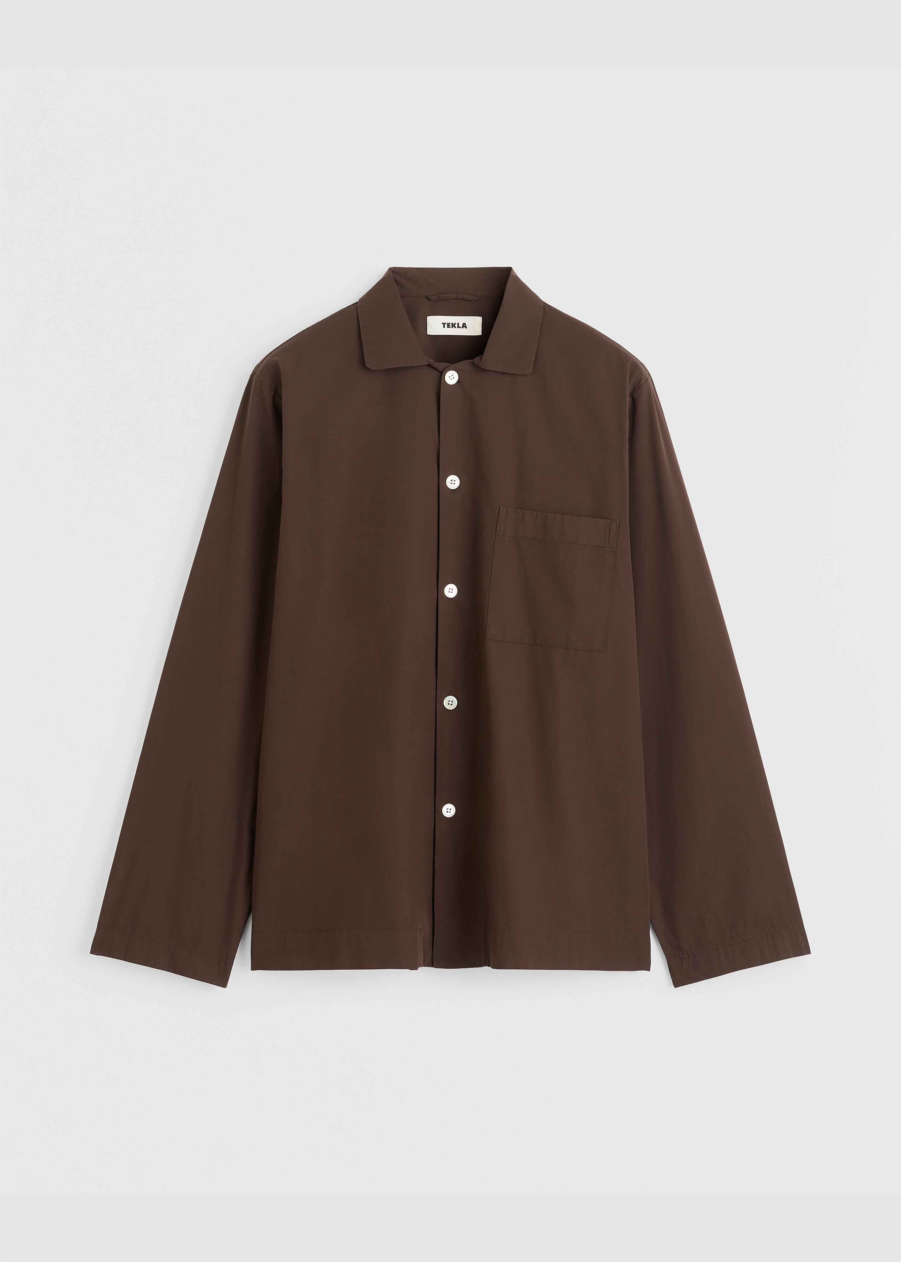 Tekla Poplin Pyjama Shirt - Coffee - 10
