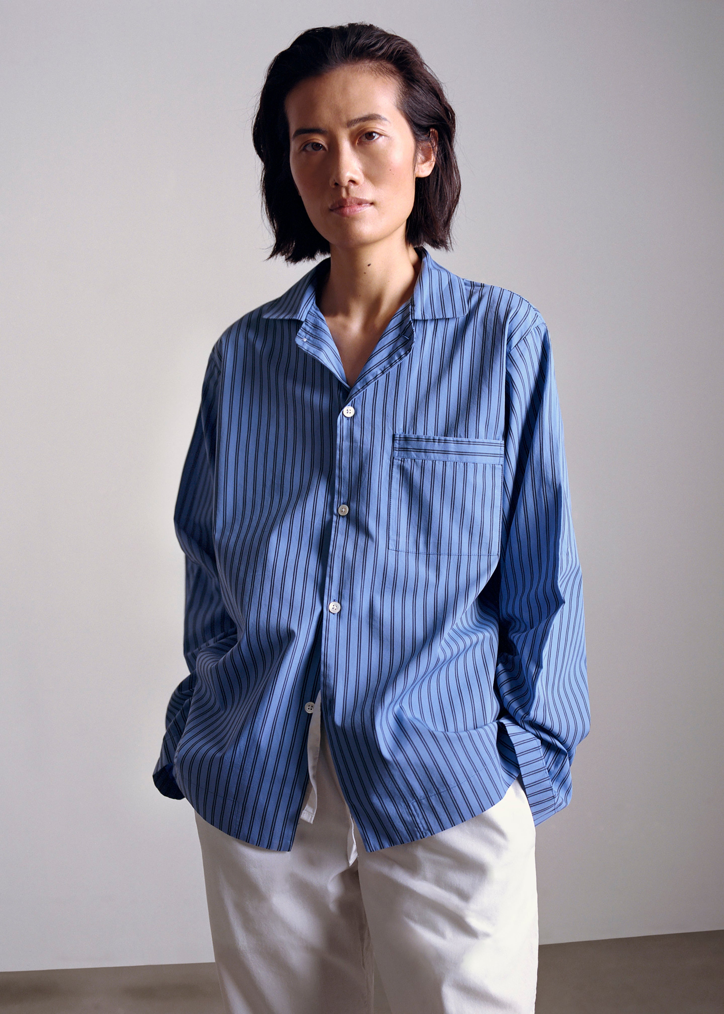 Tekla Poplin Pyjama Shirt - Boro Stripes – The Frankie Shop Europe
