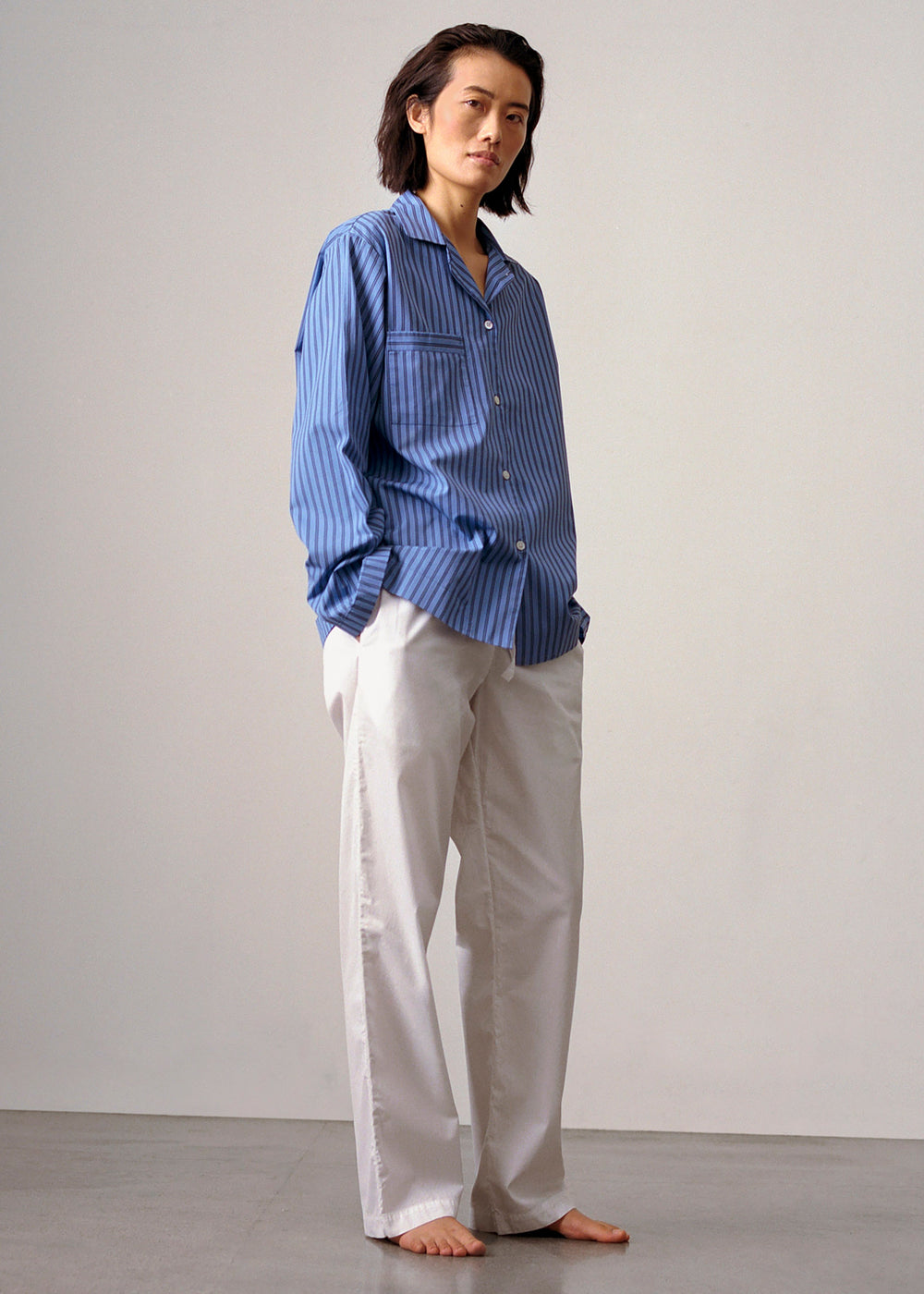Tekla Poplin Pyjama Shirt - Boro Stripes - 1