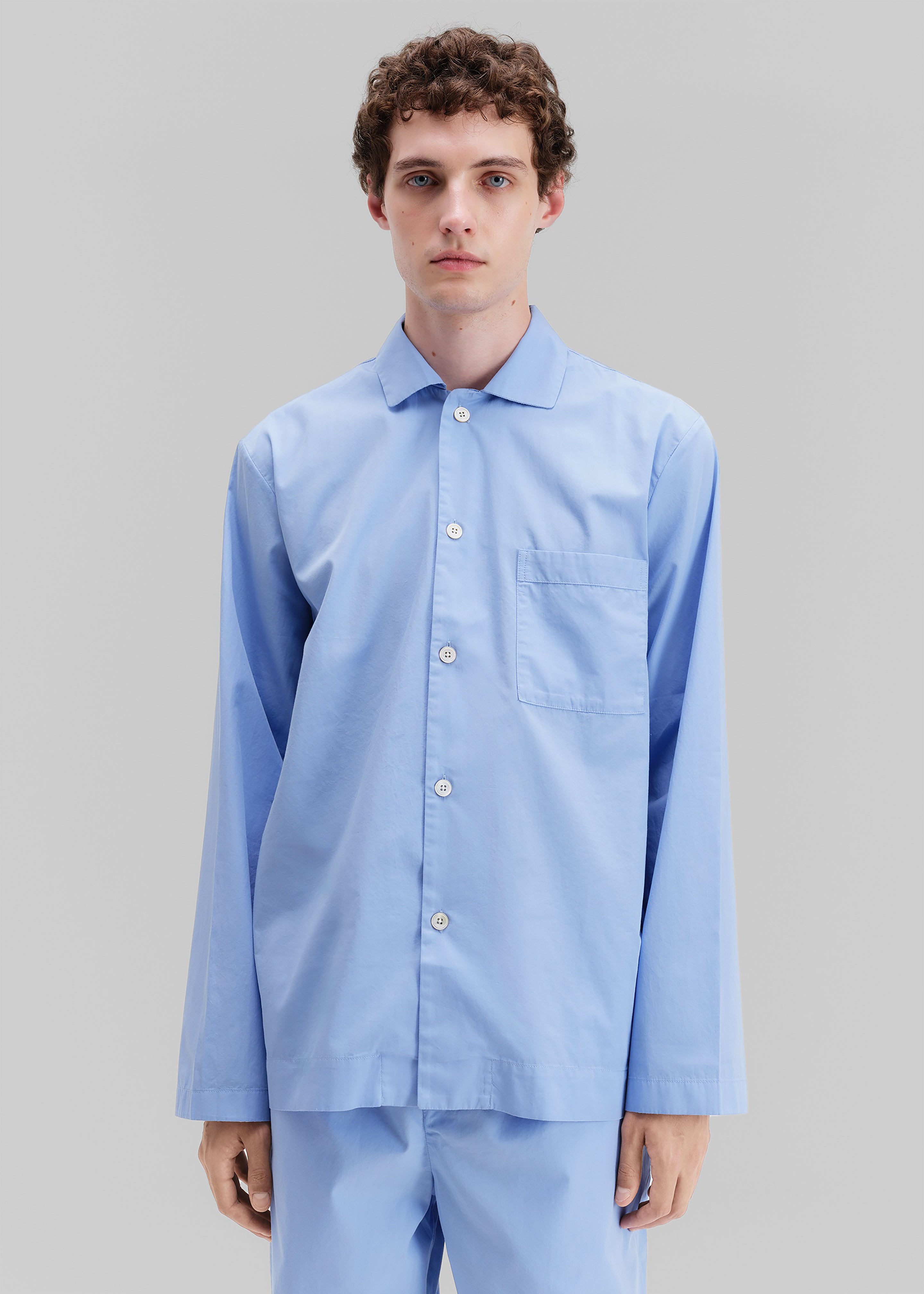 Tekla Poplin Pyjama Shirt - Cornflower Blue - 5 - [gender-male]