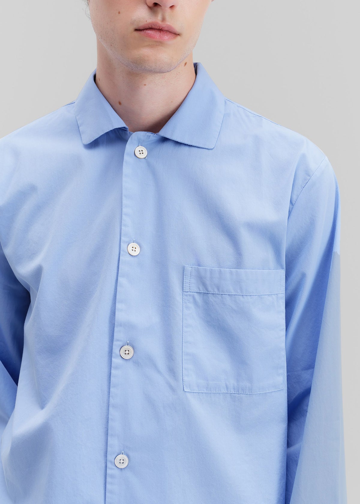 Tekla Poplin Pyjama Shirt - Cornflower Blue - 8