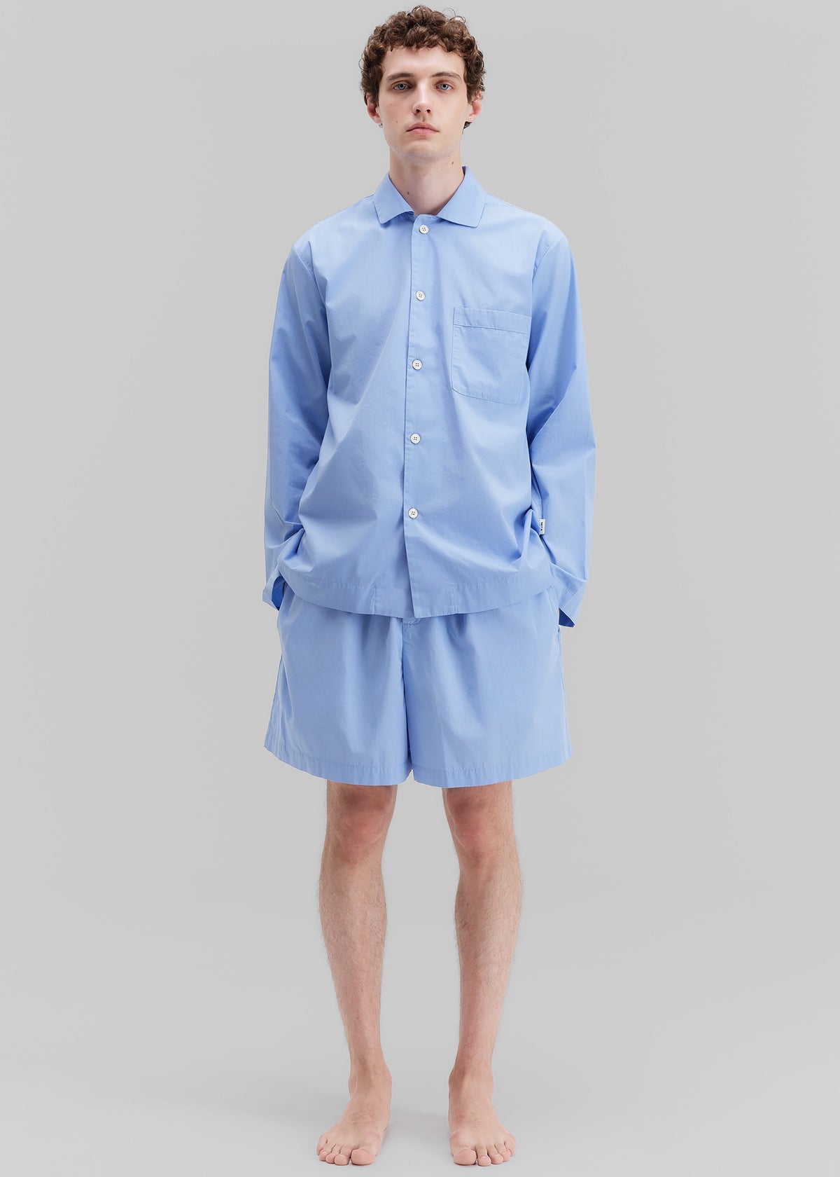 Tekla Poplin Pyjama Shirt - Cornflower Blue - 7
