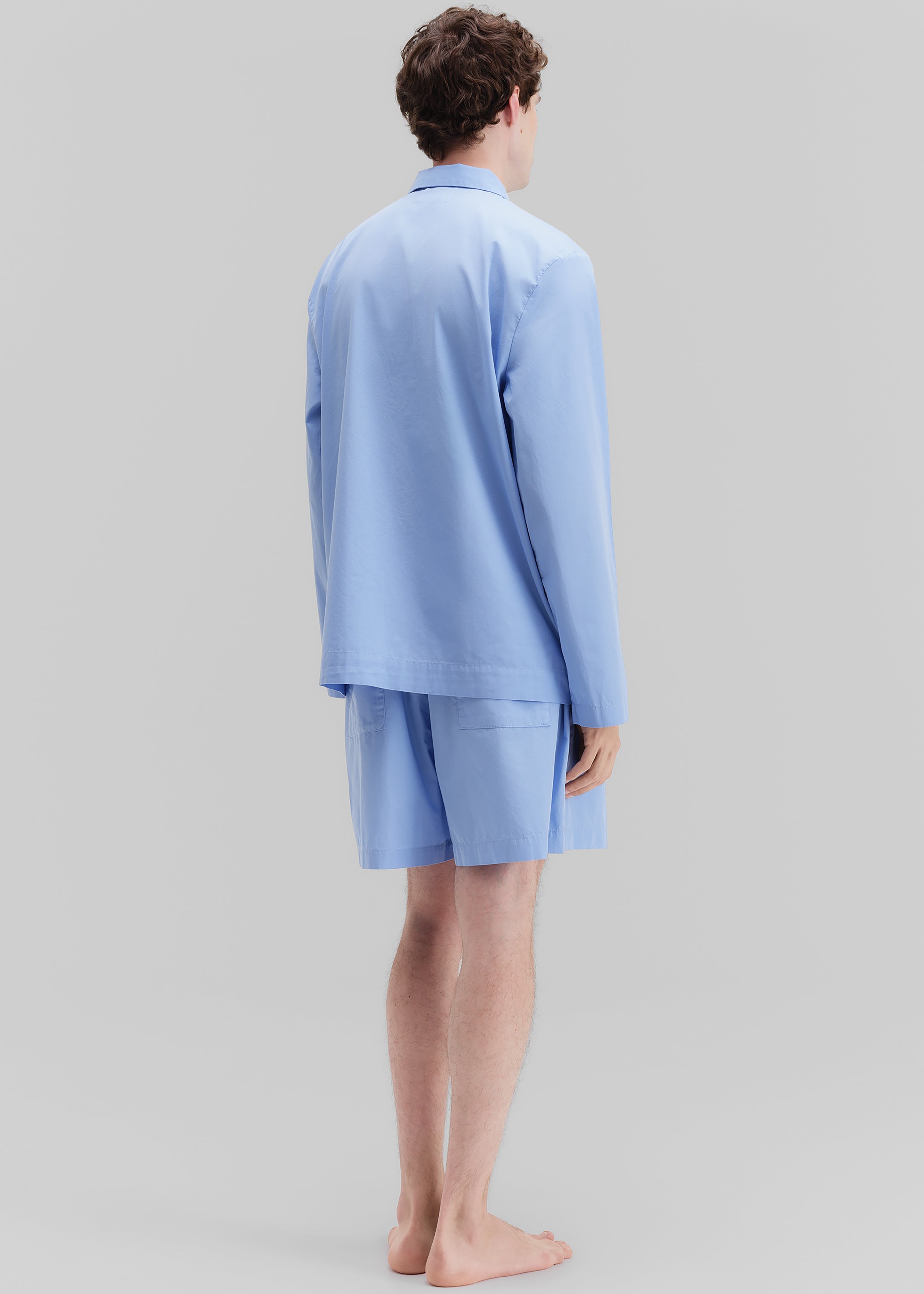 Tekla Poplin Pyjama Shirt - Cornflower Blue - 9