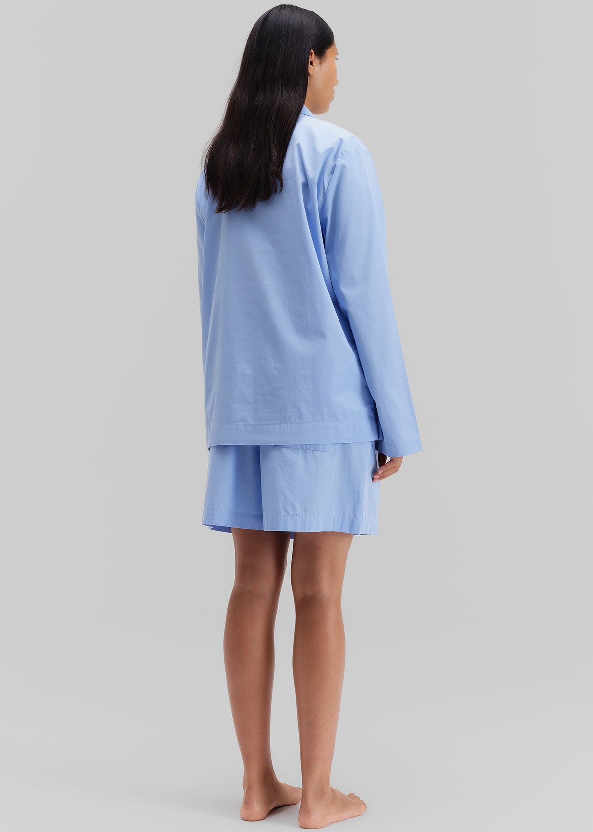 Tekla Poplin Pyjama Shirt - Cornflower Blue - 4