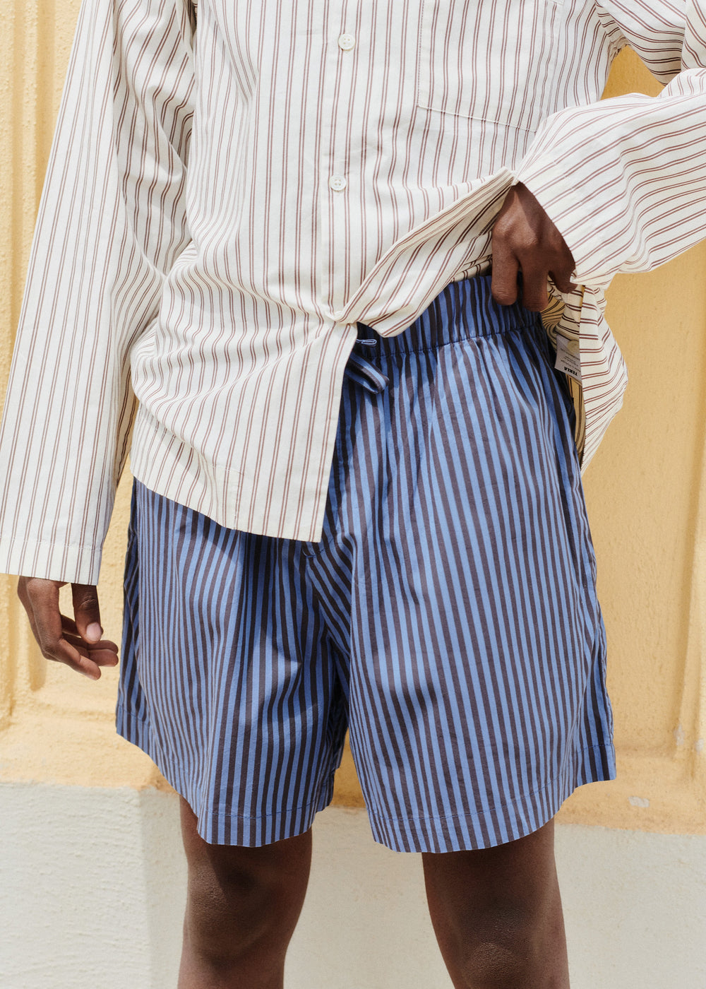 Tekla Poplin Pyjama Shorts - Boro Stripes - 1