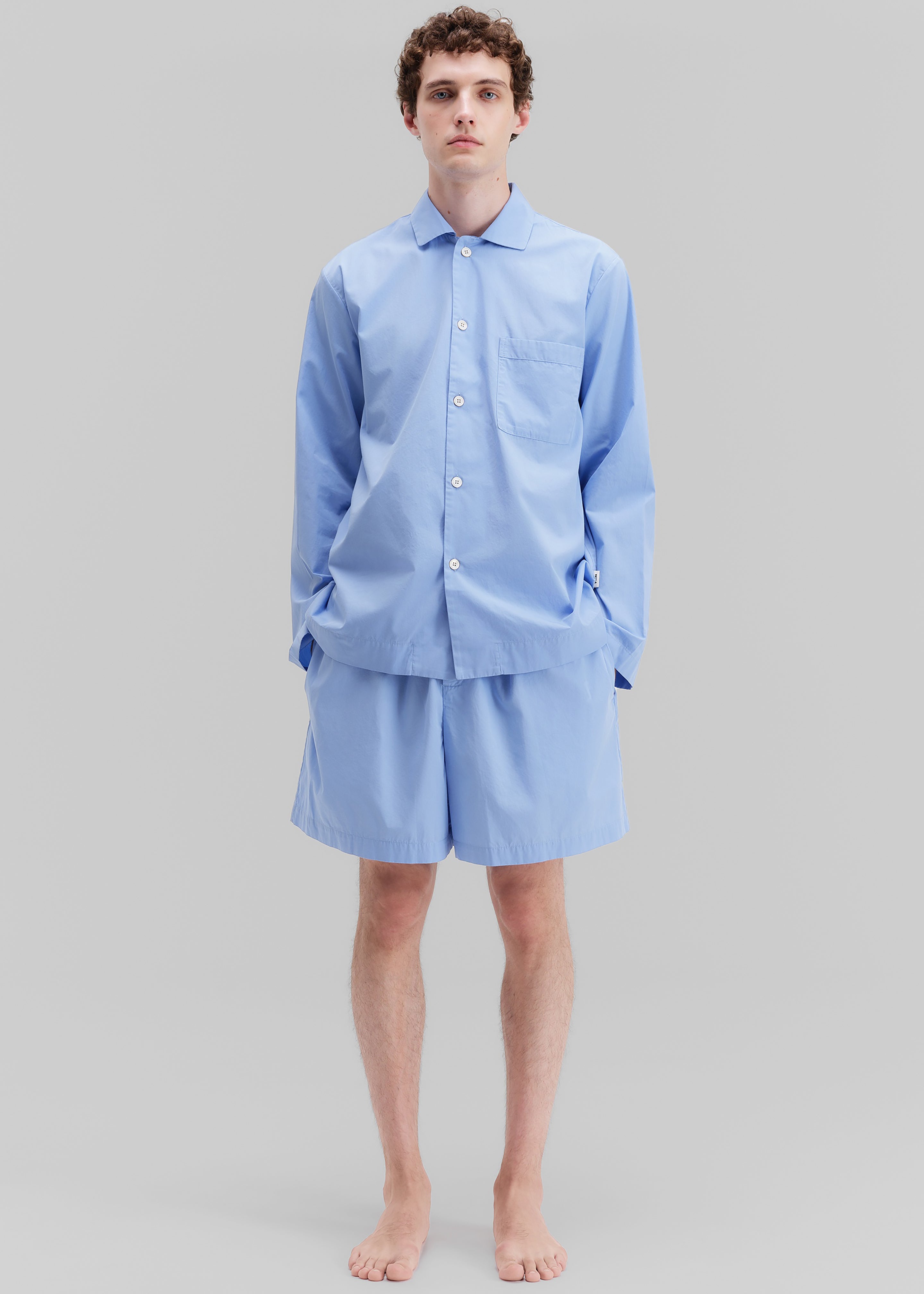 Tekla Poplin Pyjama Shorts - Cornflower Blue - 6 - [gender-male]