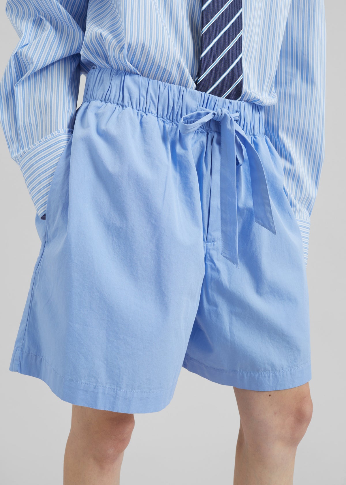 Tekla Poplin Pyjama Shorts - Cornflower Blue - 2