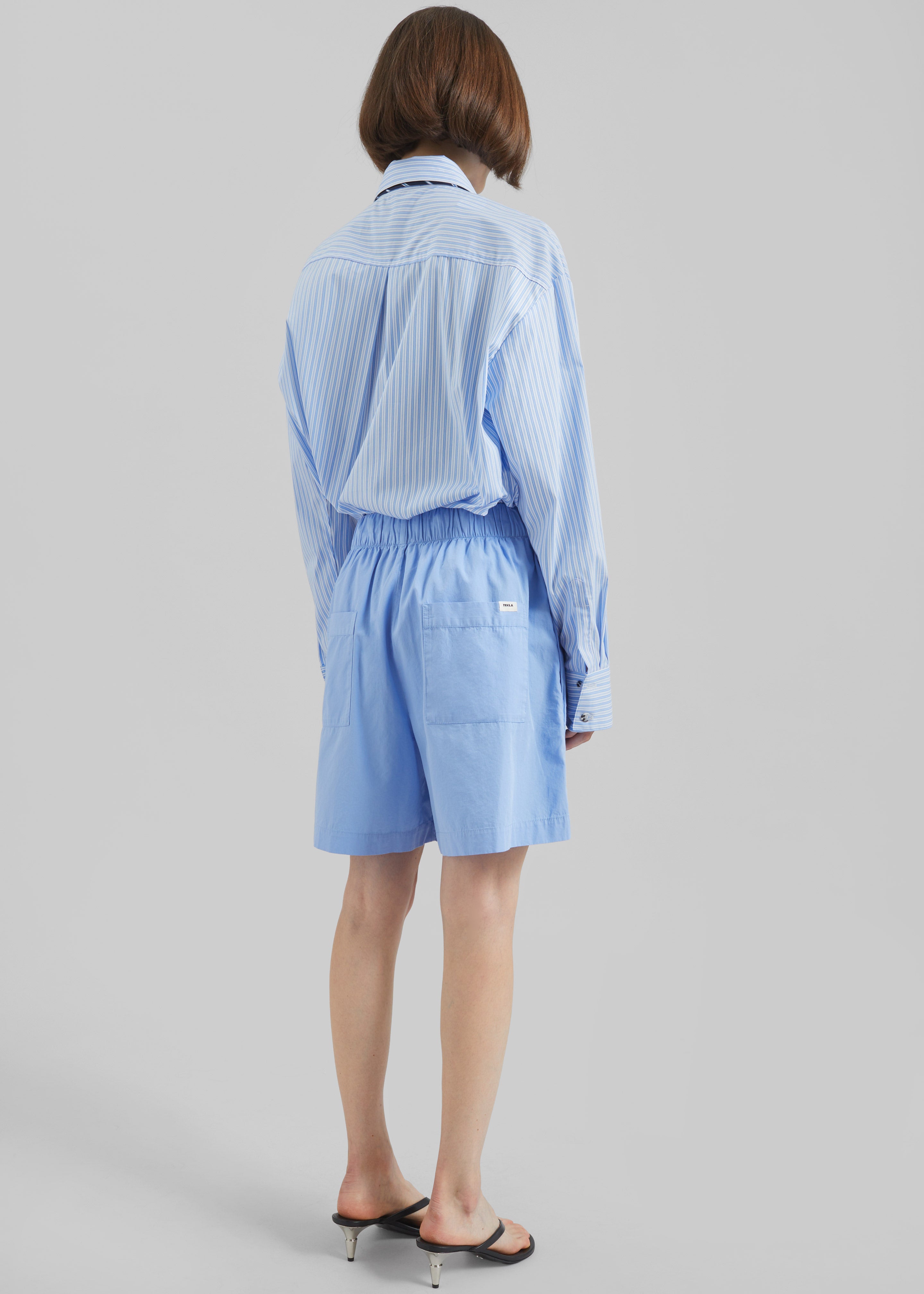 Tekla Poplin Pyjama Shorts - Cornflower Blue - 9