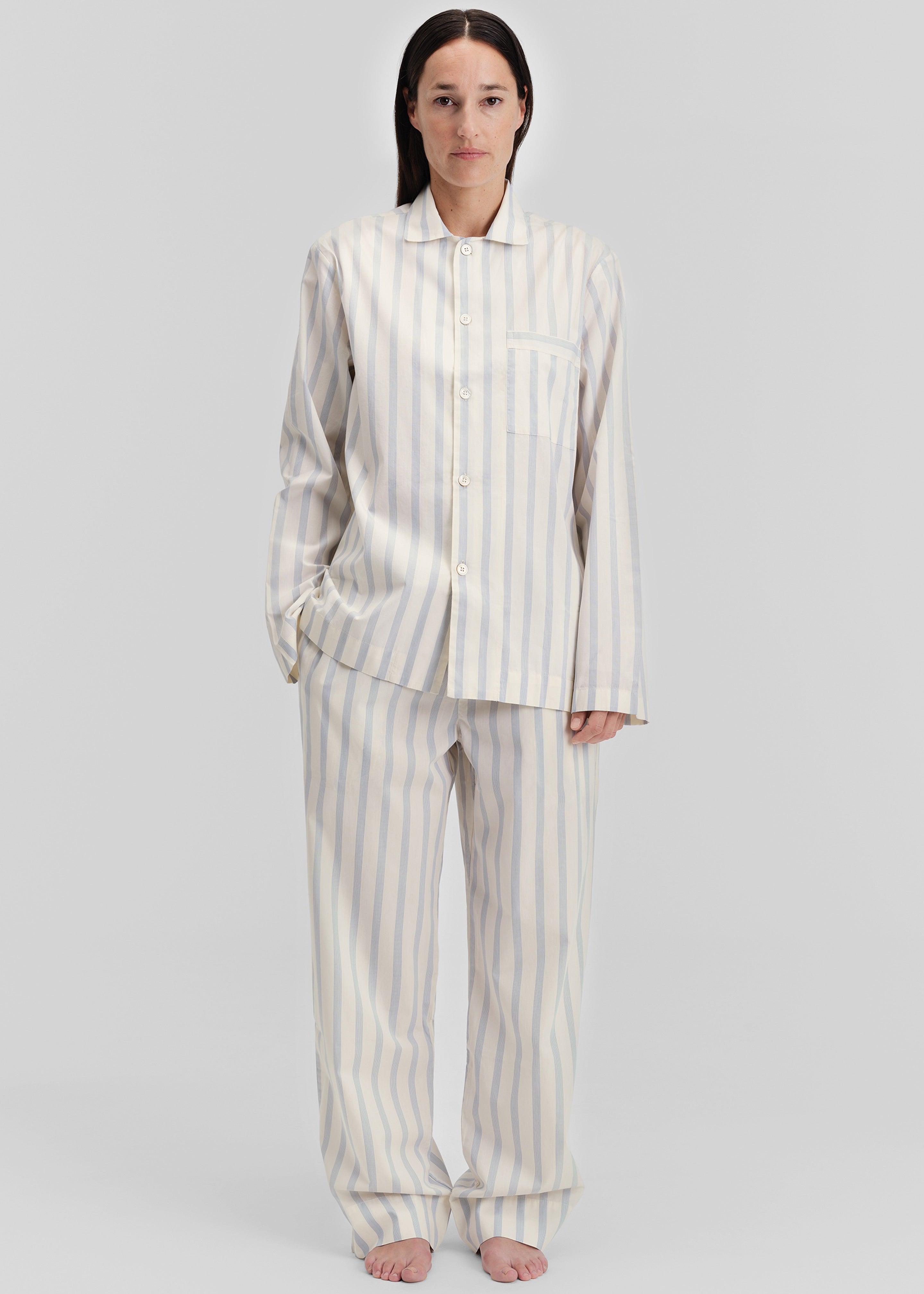 Tekla Poplin Pyjama Pants - Needle Stripes - 3