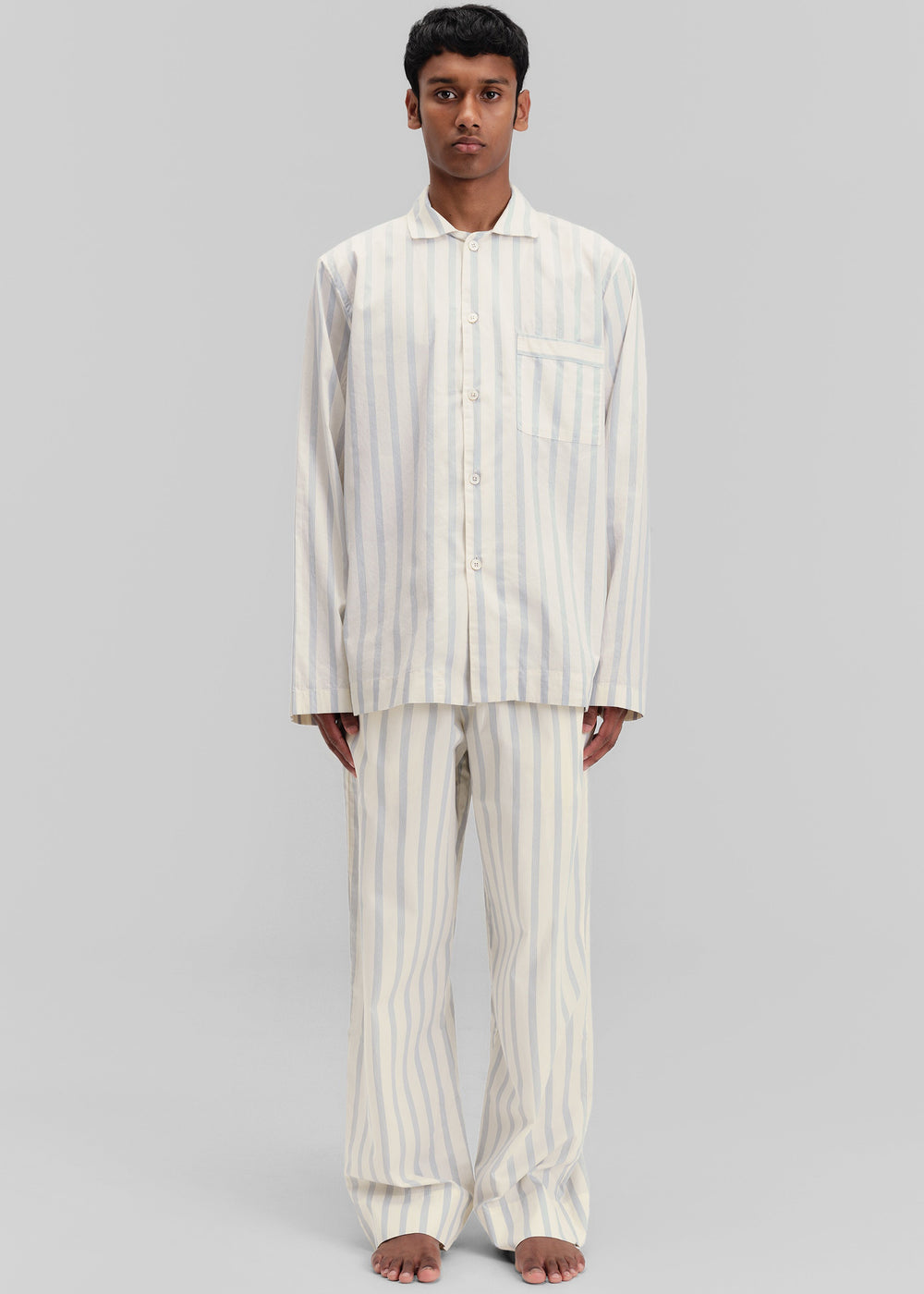 Tekla Poplin Pyjama Pants - Needle Stripes