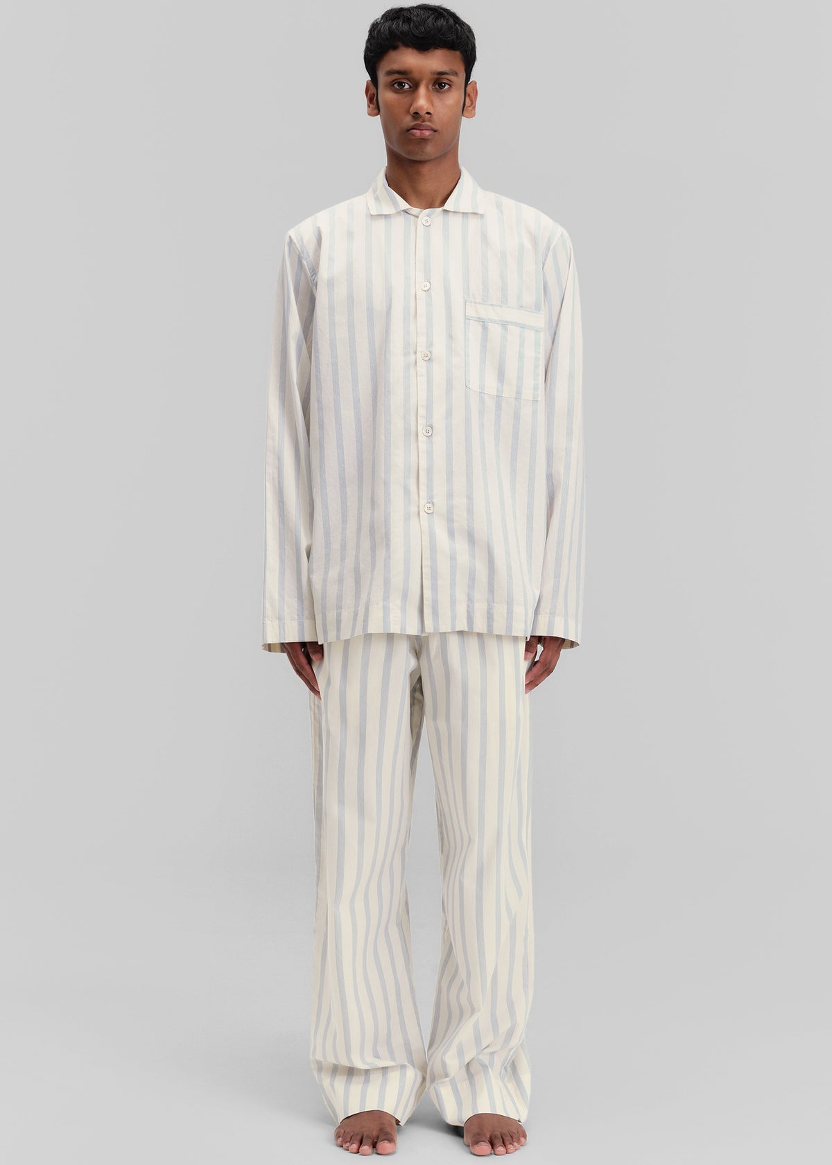 Tekla Poplin Pyjama Shirt - Needle Stripes - 8 - [gender-male]