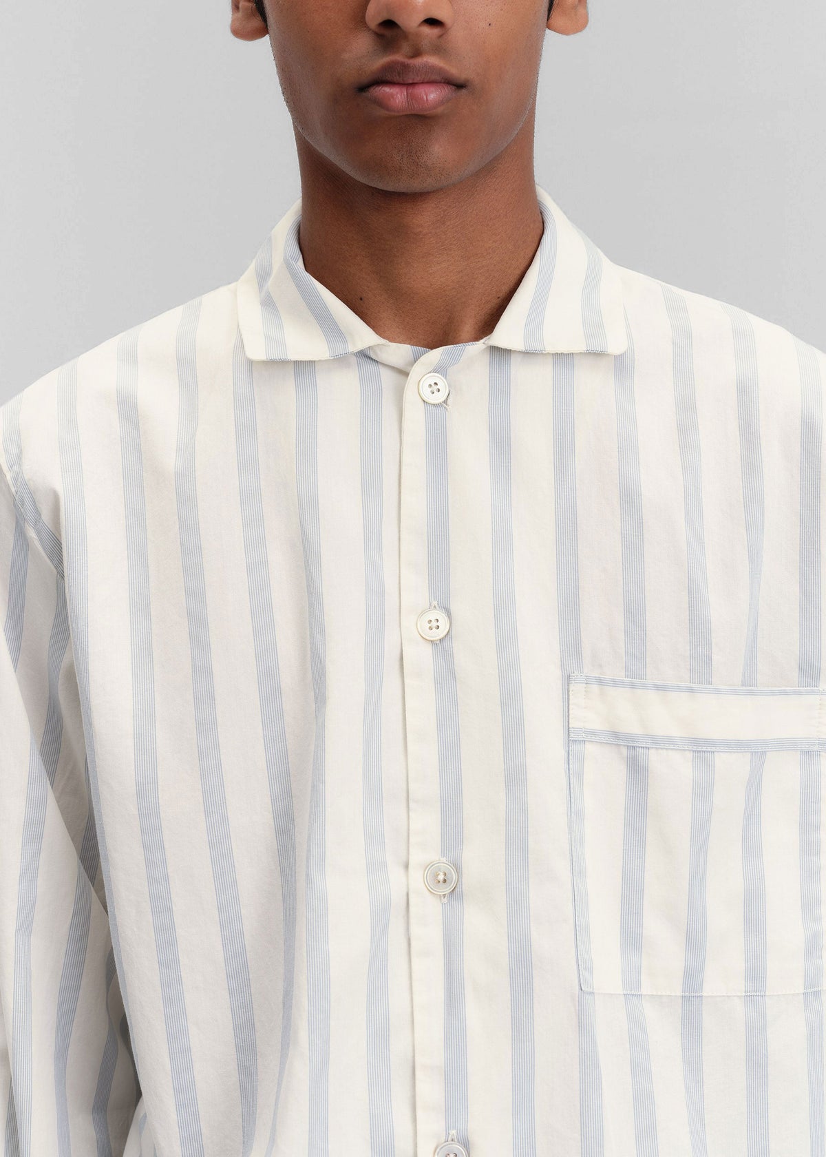 Tekla Poplin Pyjama Shirt - Needle Stripes - 9 - [gender-male]