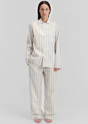 Tekla Poplin Pyjama Shirt - Needle Stripes