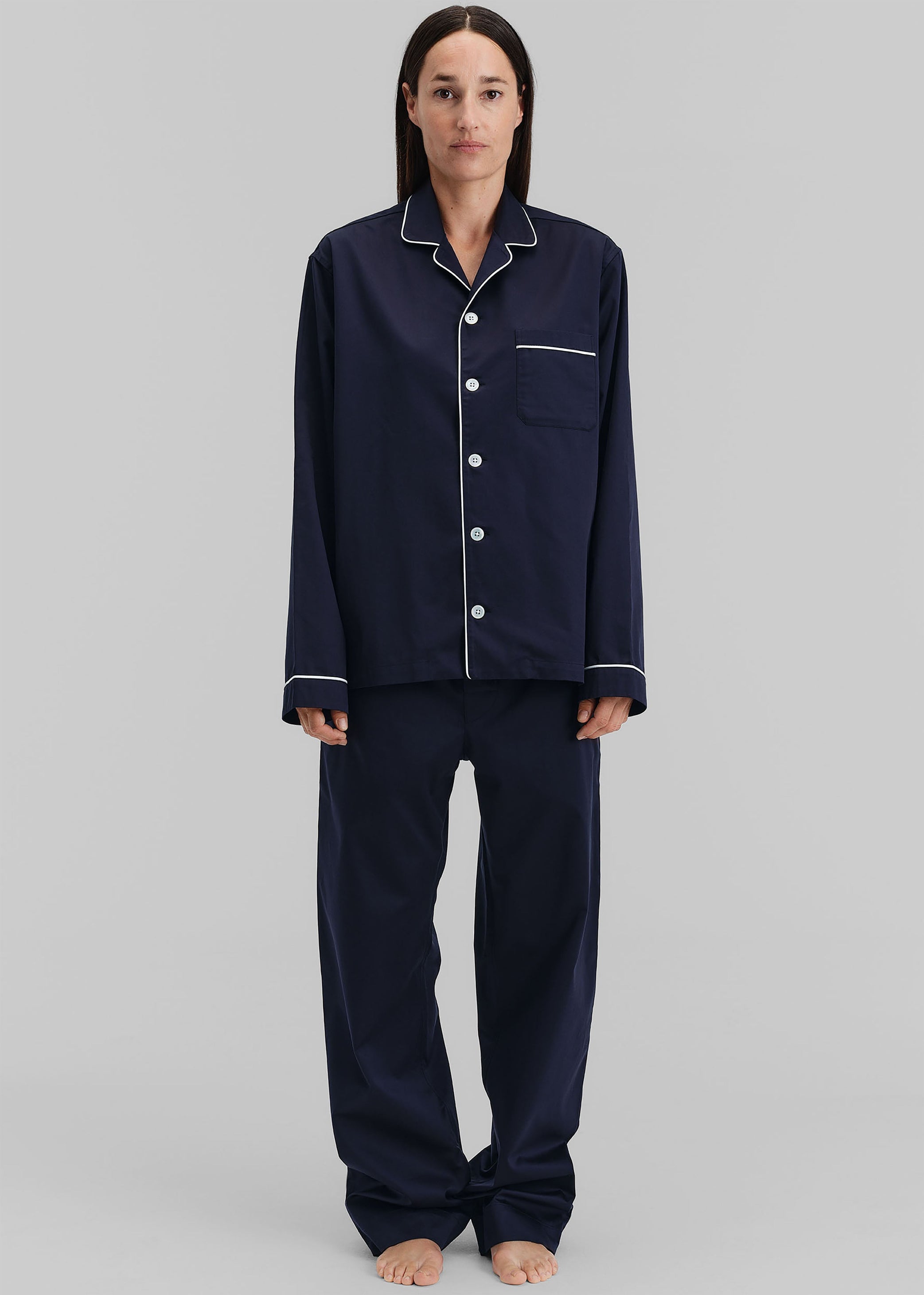 Shop the look image for Tekla Sateen Pyjama Shirt - Chelsea