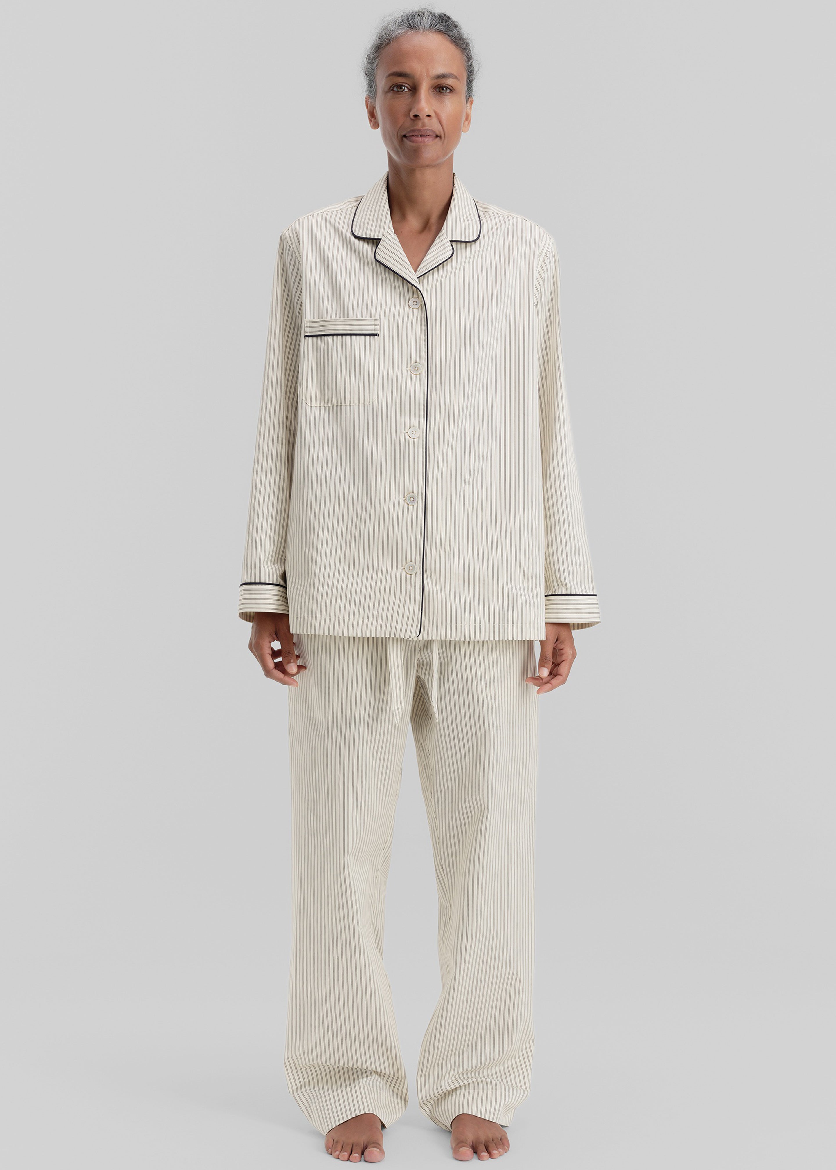 Tekla Sateen Pyjama Pants - Brown Pinstripe - 2