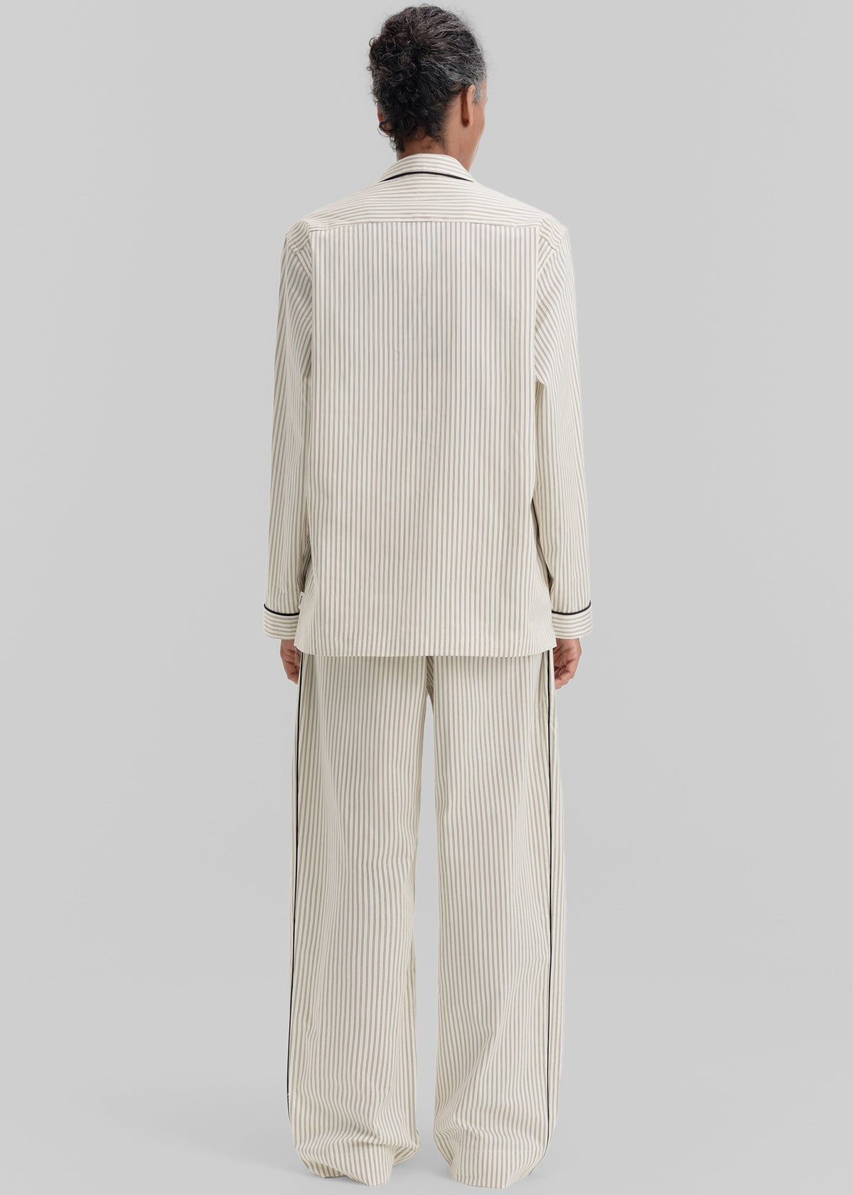Tekla Sateen Pyjama Pants - Brown Pinstripe - 4