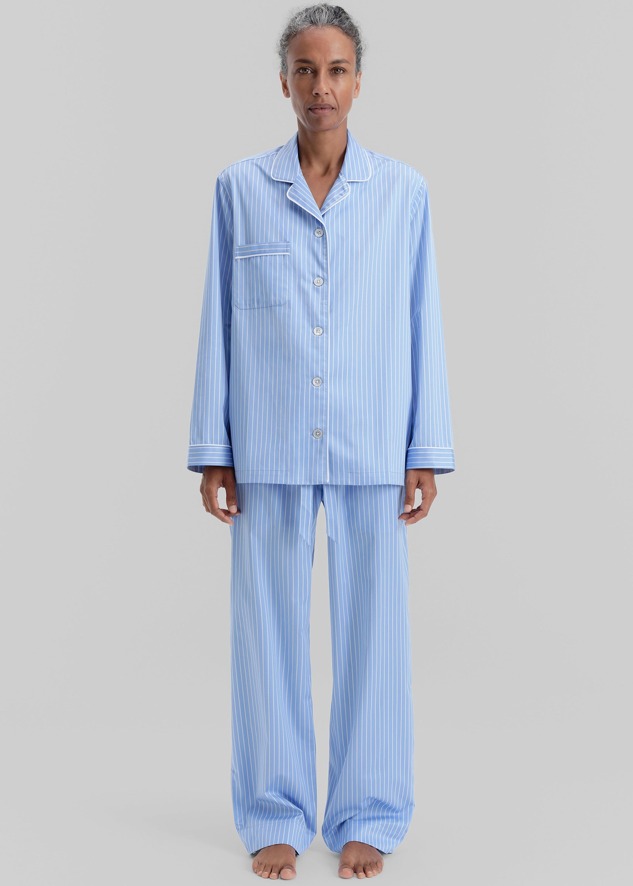 Shop the look image for Tekla Sateen Pyjama Pants - Polo Stripes