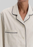 Tekla Sateen Pyjama Shirt - Brown Pinstripe