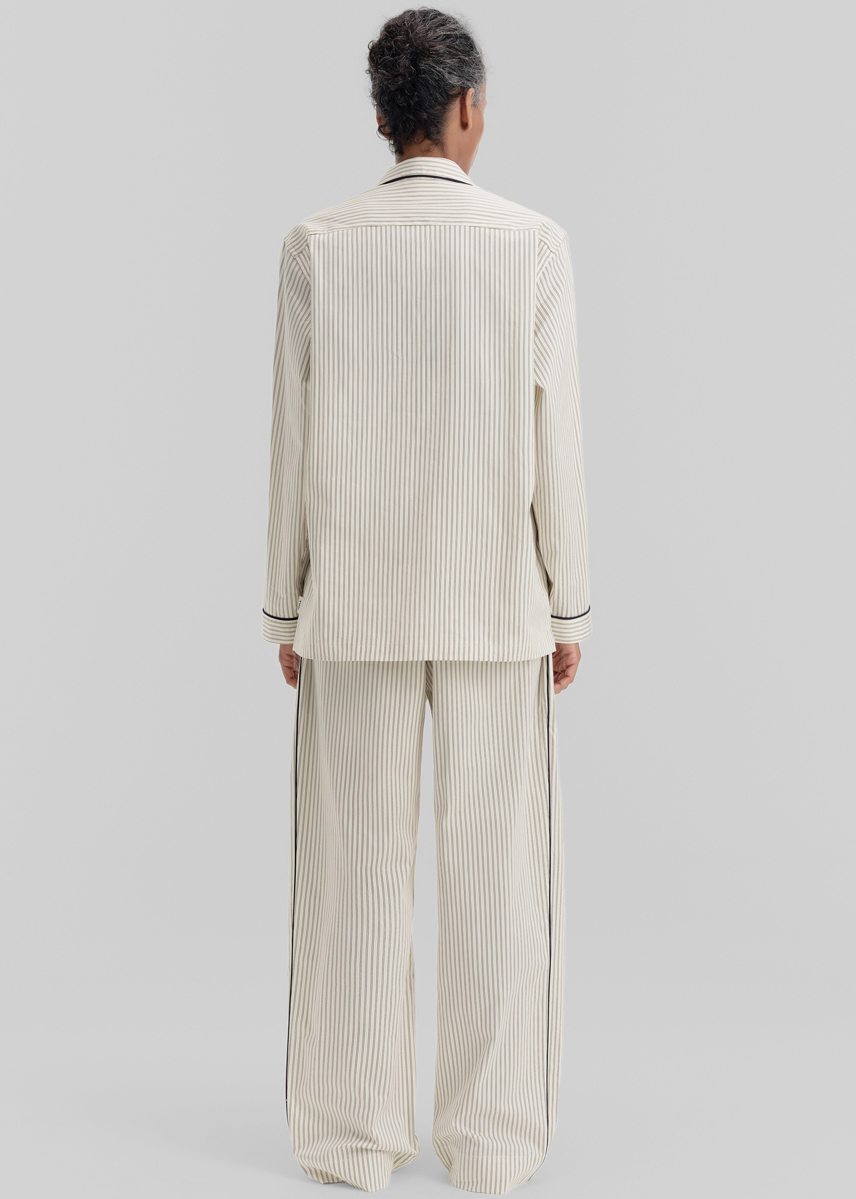 Tekla Sateen Pyjama Shirt - Brown Pinstripe - 7