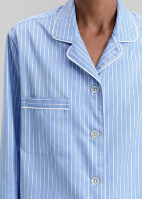 Tekla Sateen Pyjama Shirt - Polo Stripes