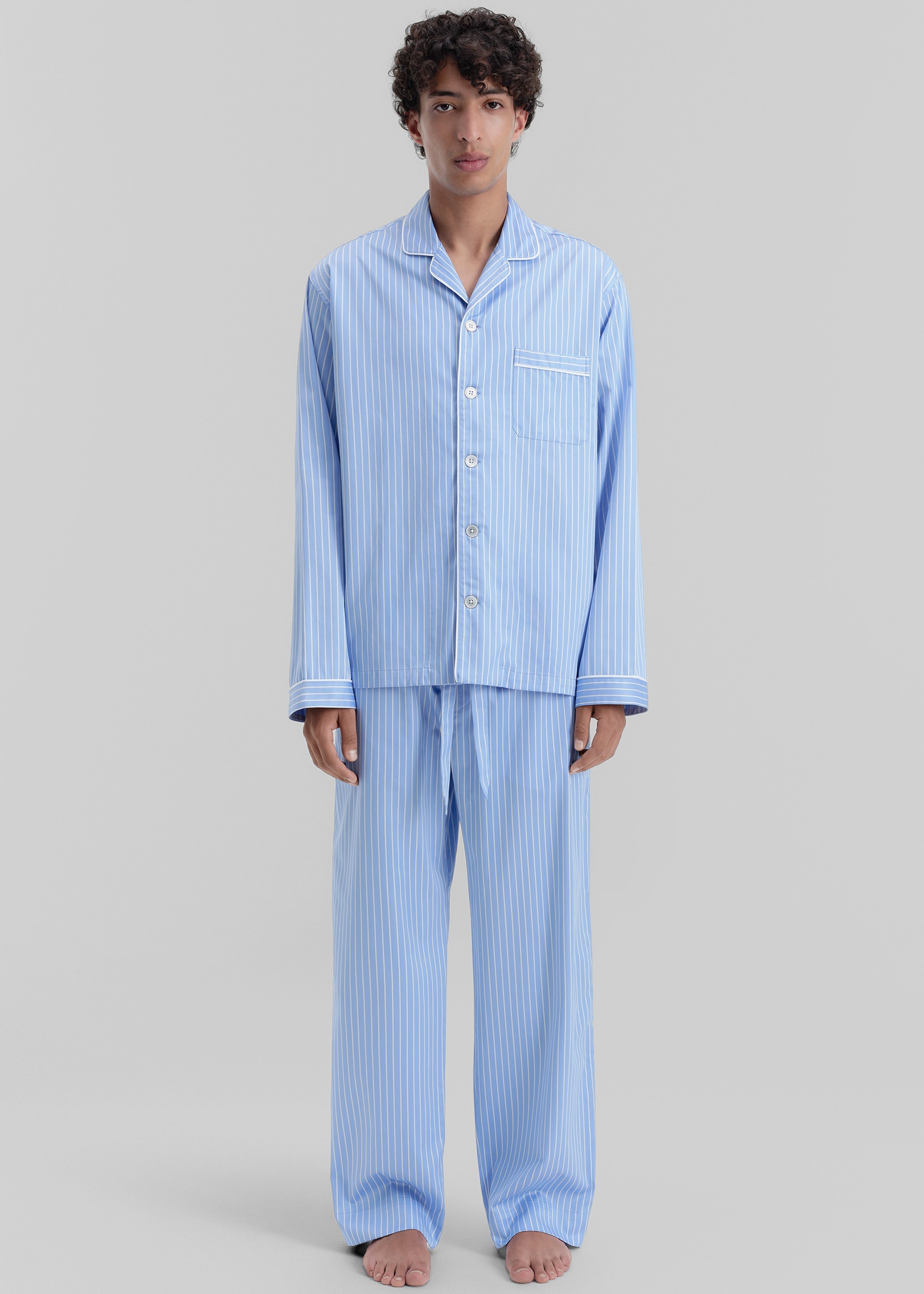 Tekla Sateen Pyjama Shirt - Polo Stripes - 6 - [gender-male]