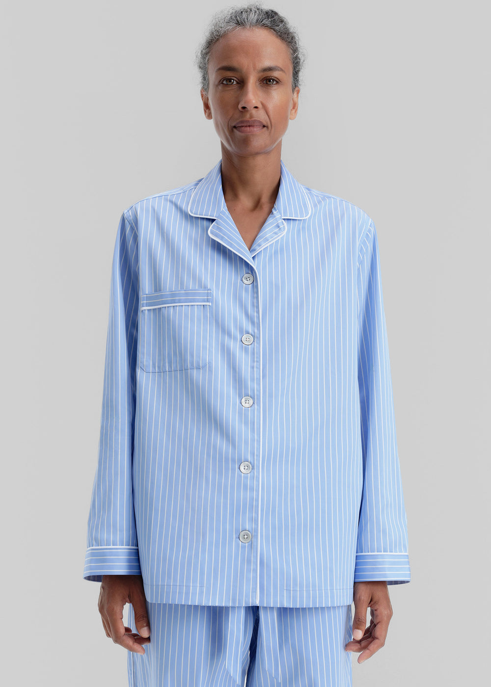 Tekla Sateen Pyjama Shirt - Polo Stripes - 1