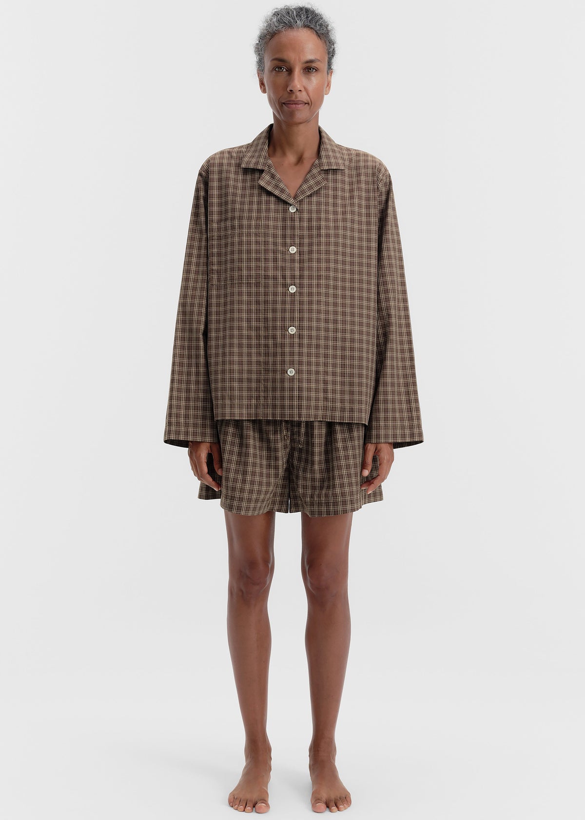 Tekla chemise à manches longues en twill fin - Serra Checks