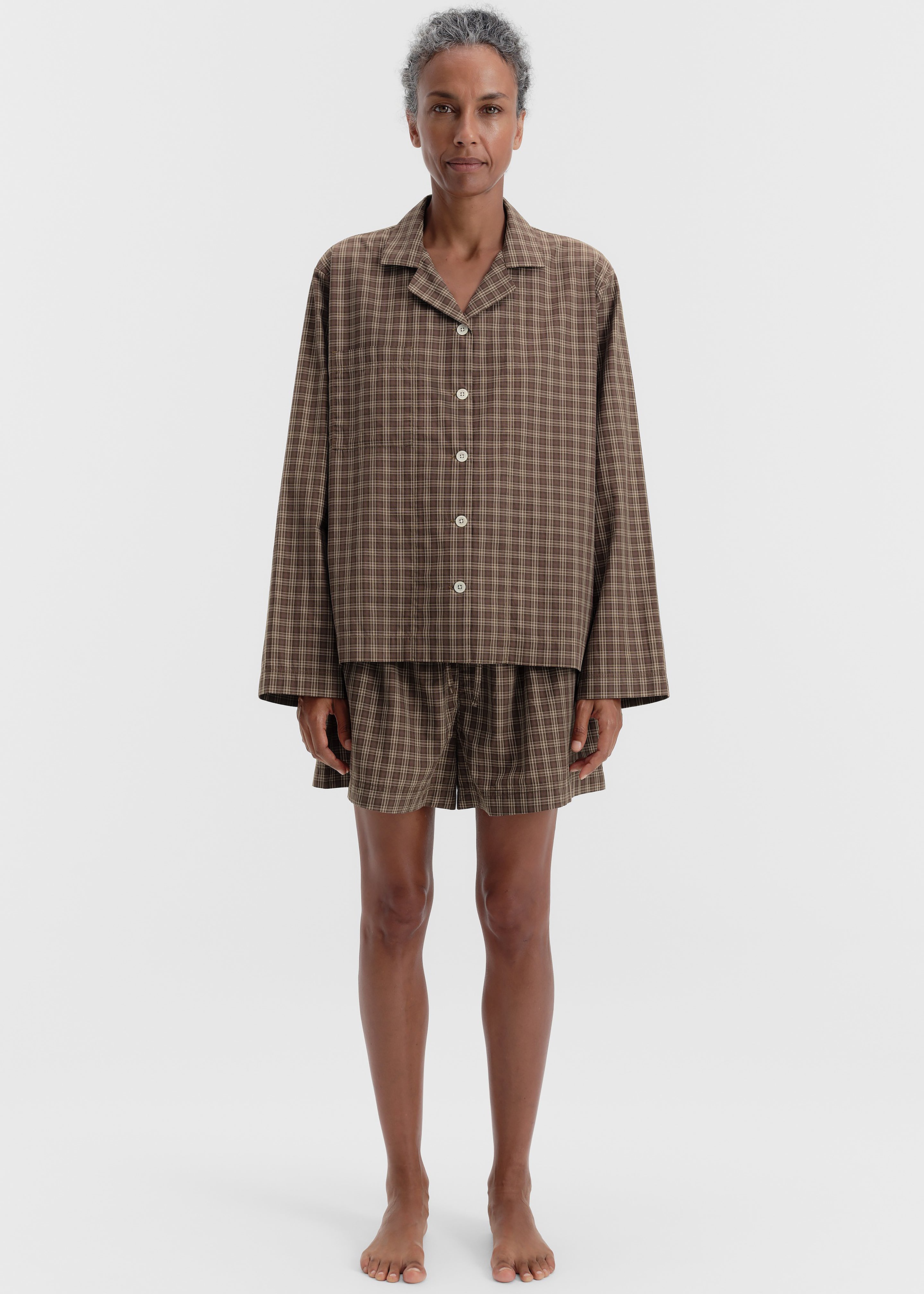 Tekla chemise à manches longues en twill fin - Serra Checks
