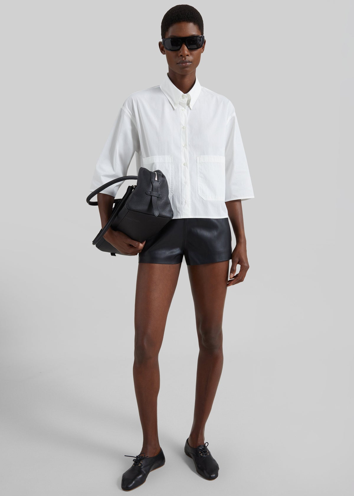 Tellaro Cropped Boxy Shirt - White - 3