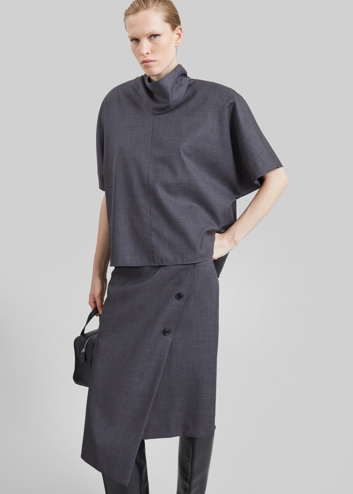 Telluride Draped Top - Dark Grey