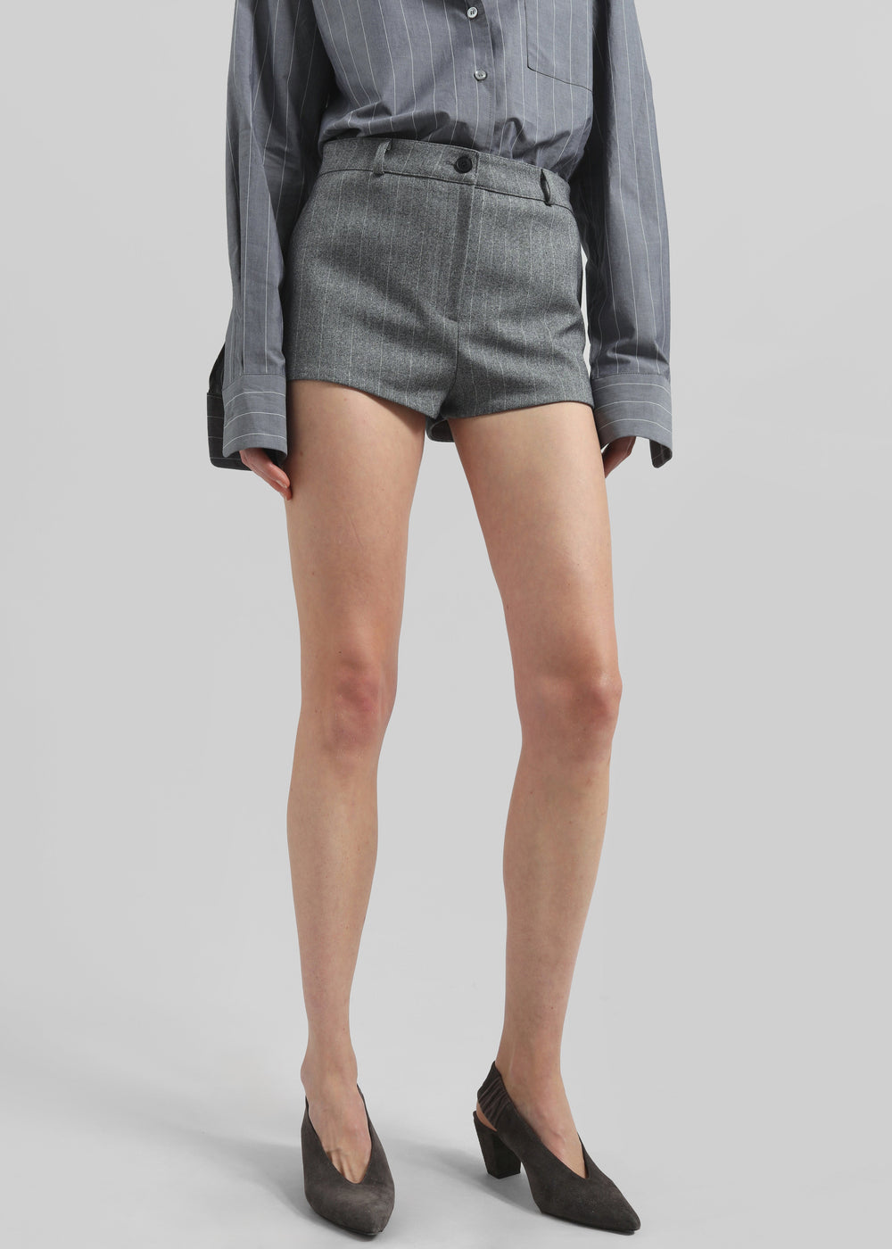 Tenby Striped Hot Pants - Grey Melange