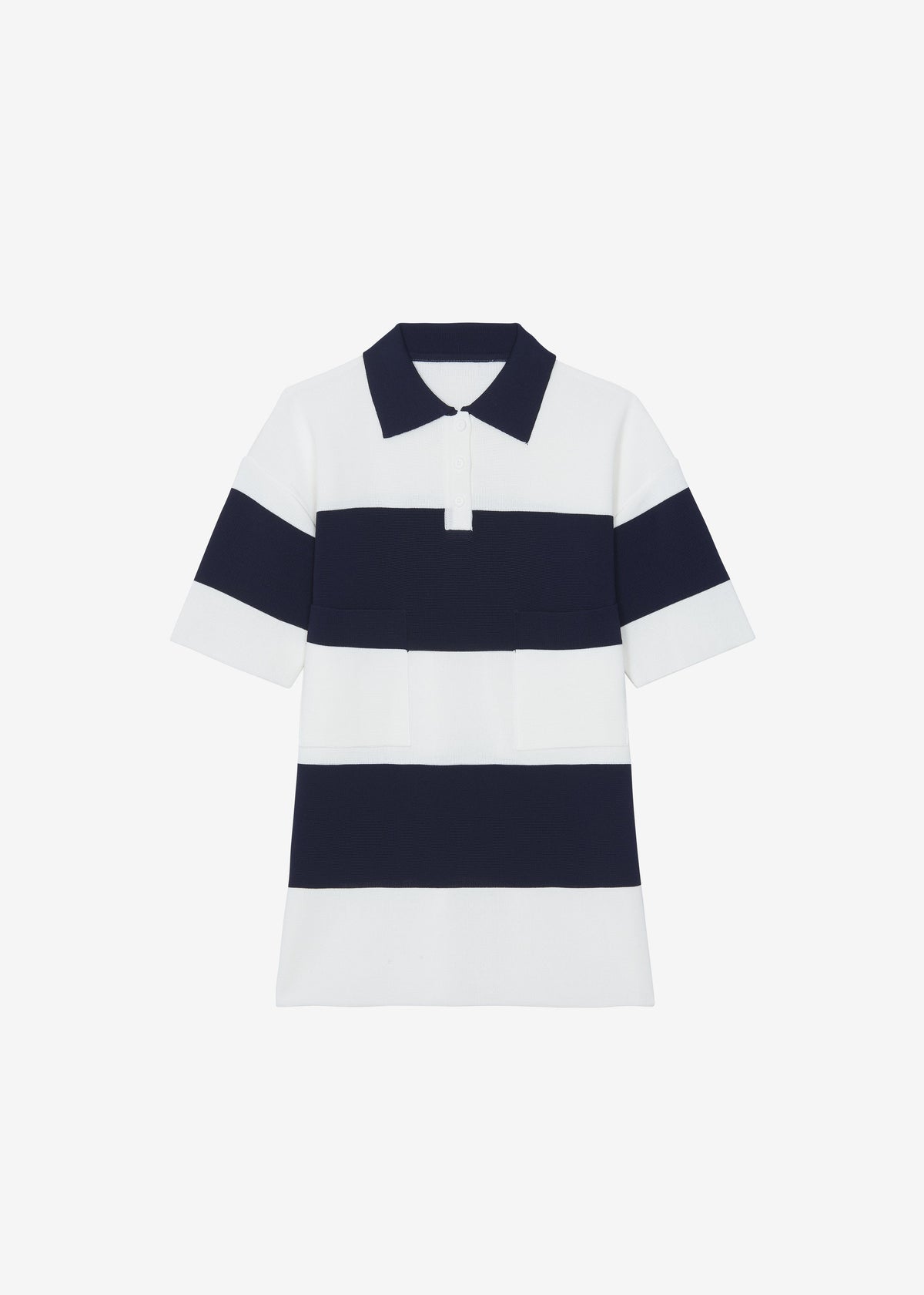 Teralba Oversized Knit Polo - White/Navy Stripe - 9